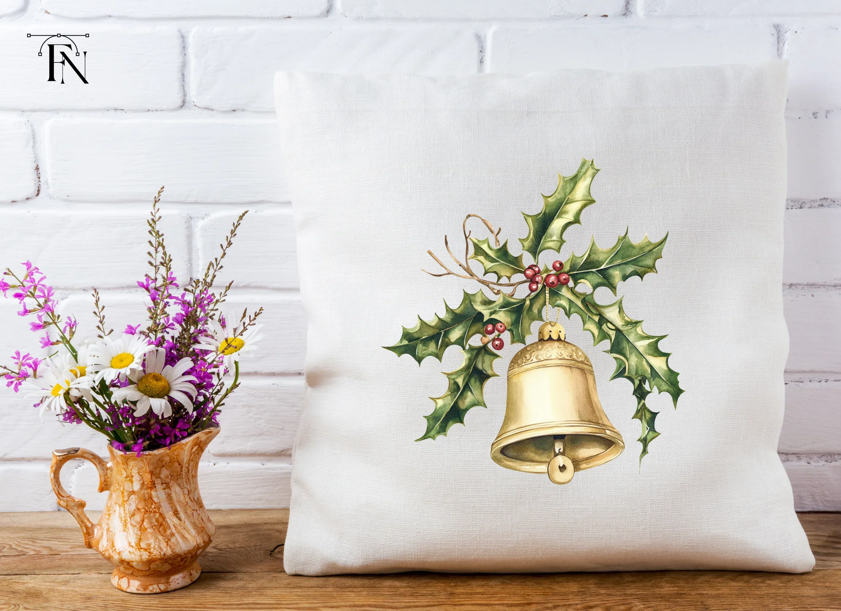 Christmas Holly and Golden Bells Clipart Bundle - Image 4