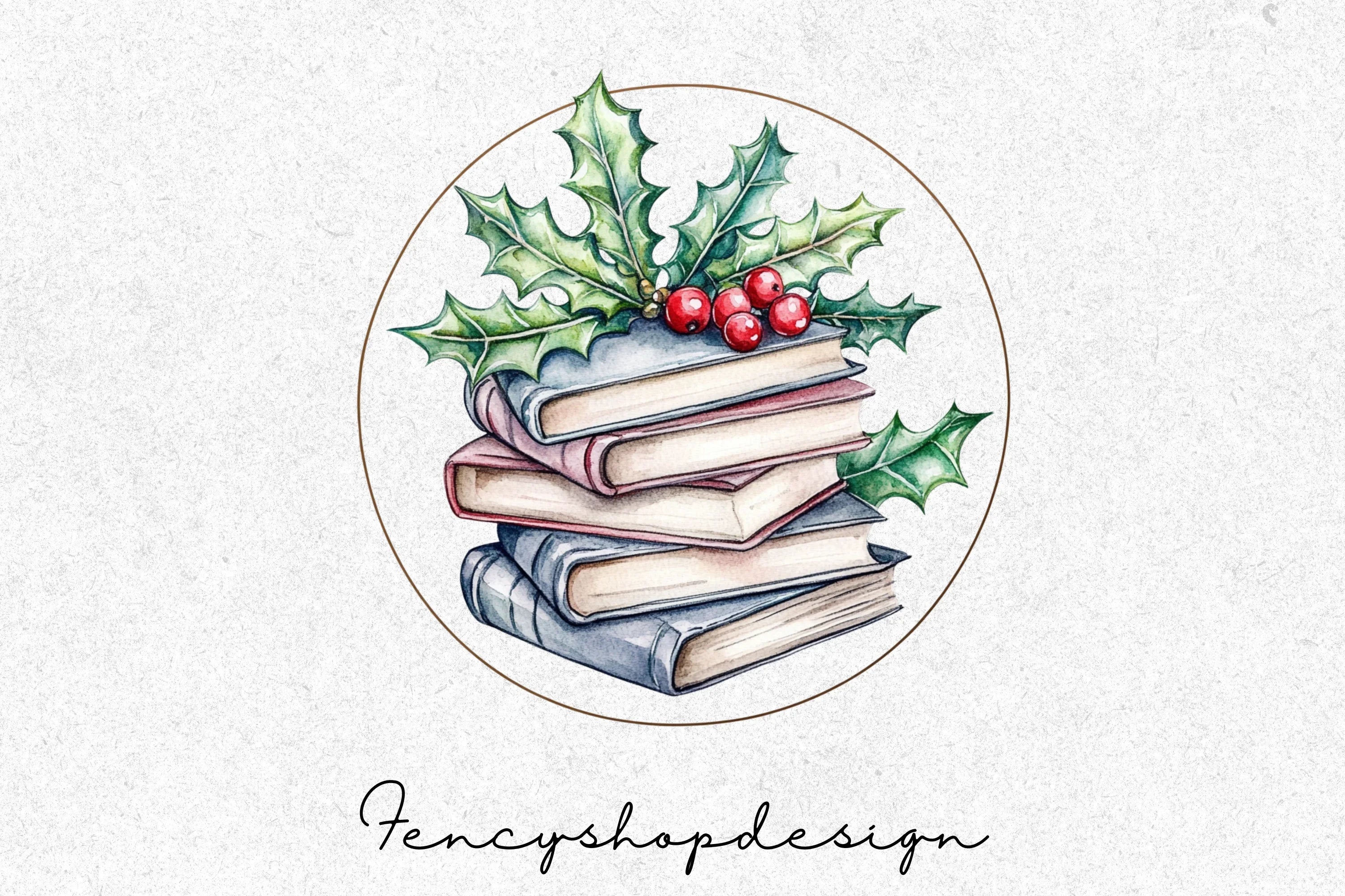Christmas Holly Books and Gifts Clipart Bundle - Image 4