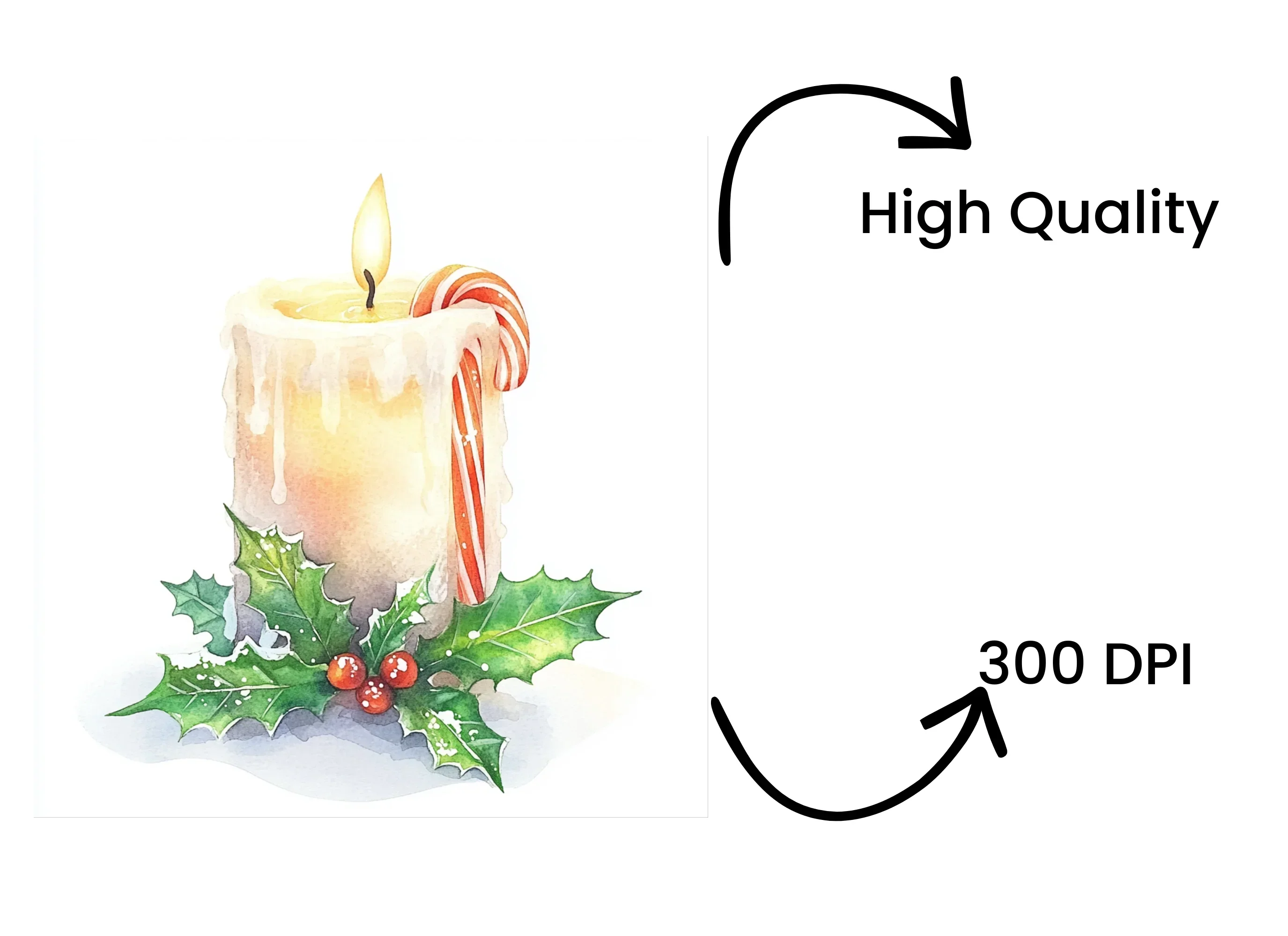 Christmas Holly Candles Clipart Bundle - Image 4