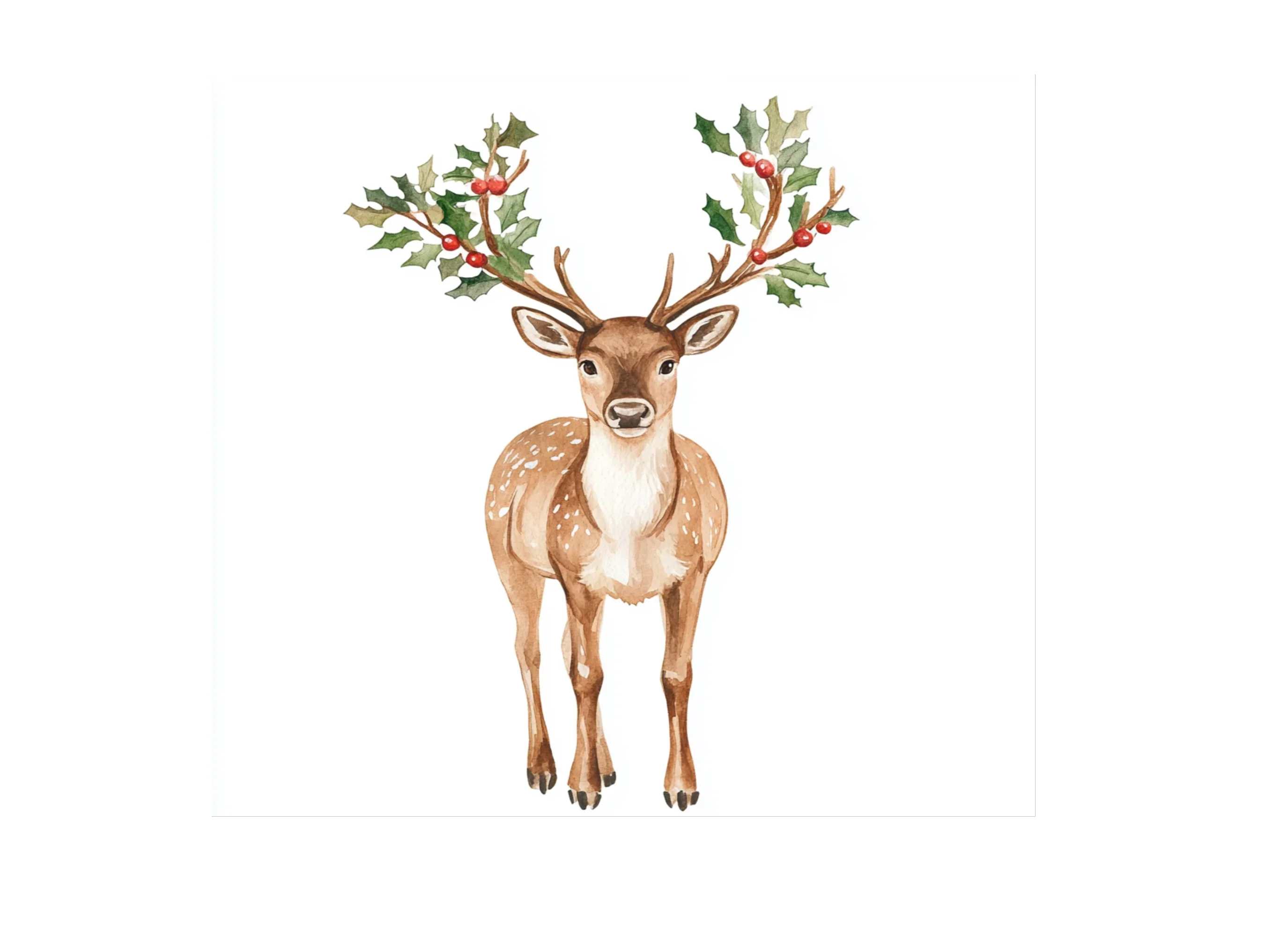 Christmas Holly Deer Clipart Bundle - Image 3