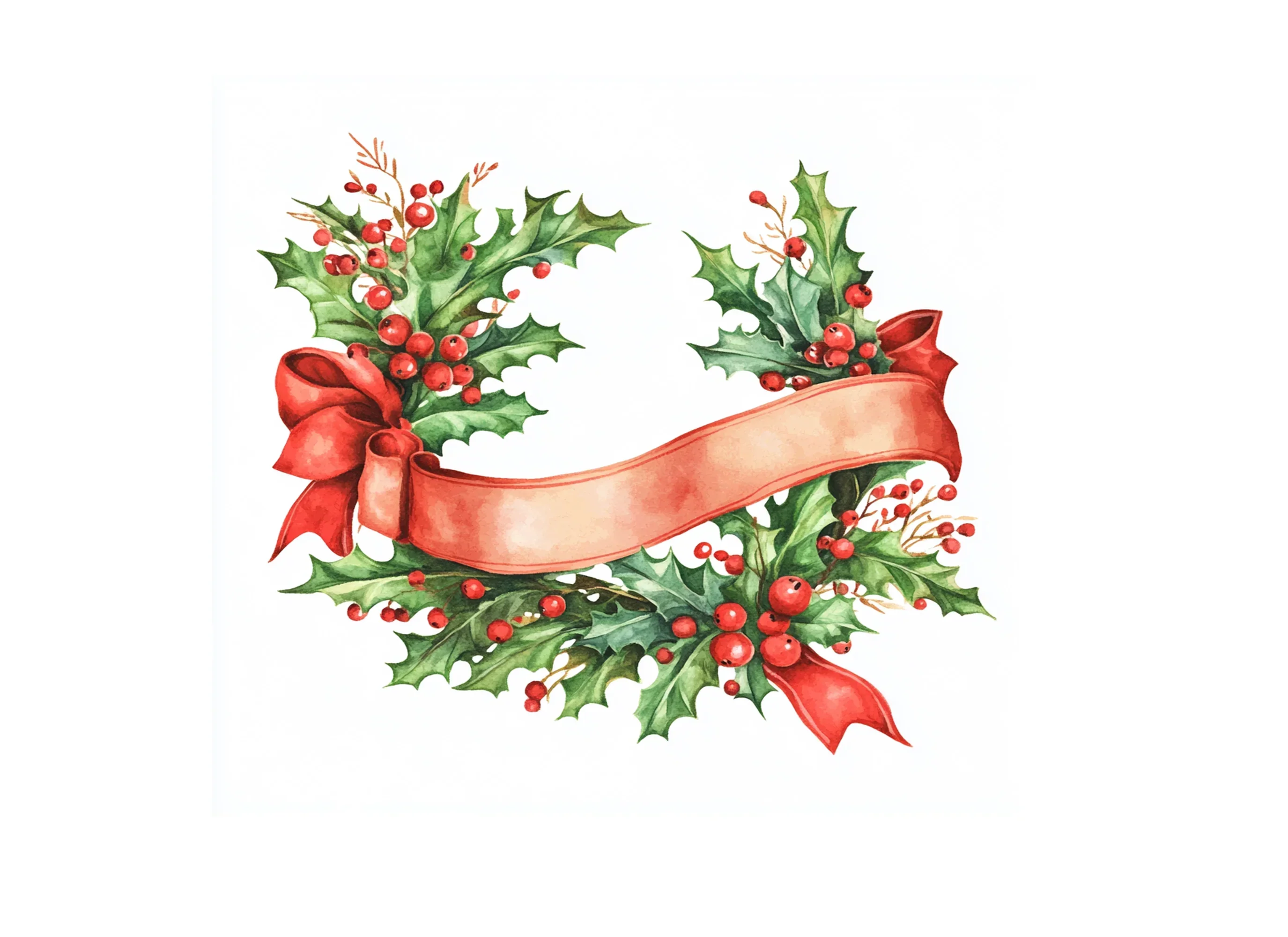 Christmas Holly Wreath Clipart Bundle - Image 3