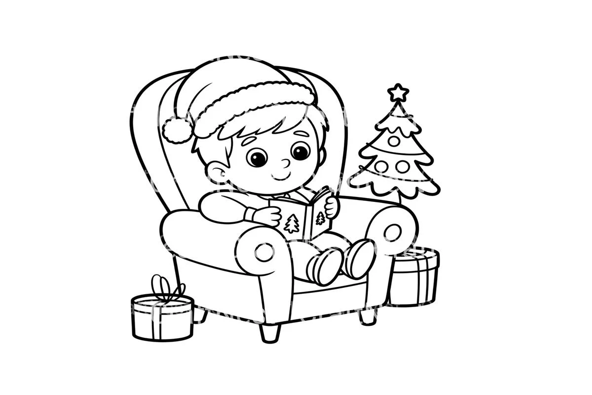 Christmas Kids in Armchairs Coloring Books - Image 2