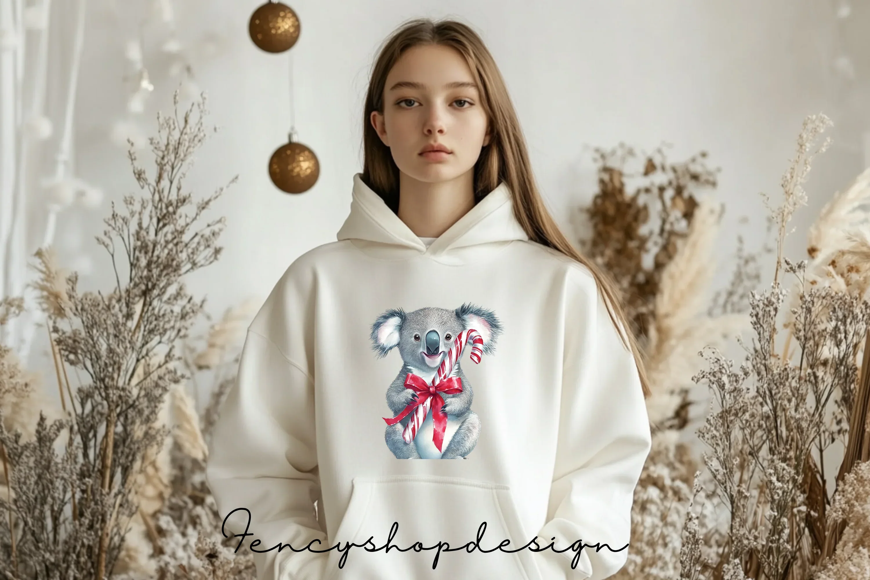 Christmas Koalas with Candy Canes Clipart Bundle - Image 6