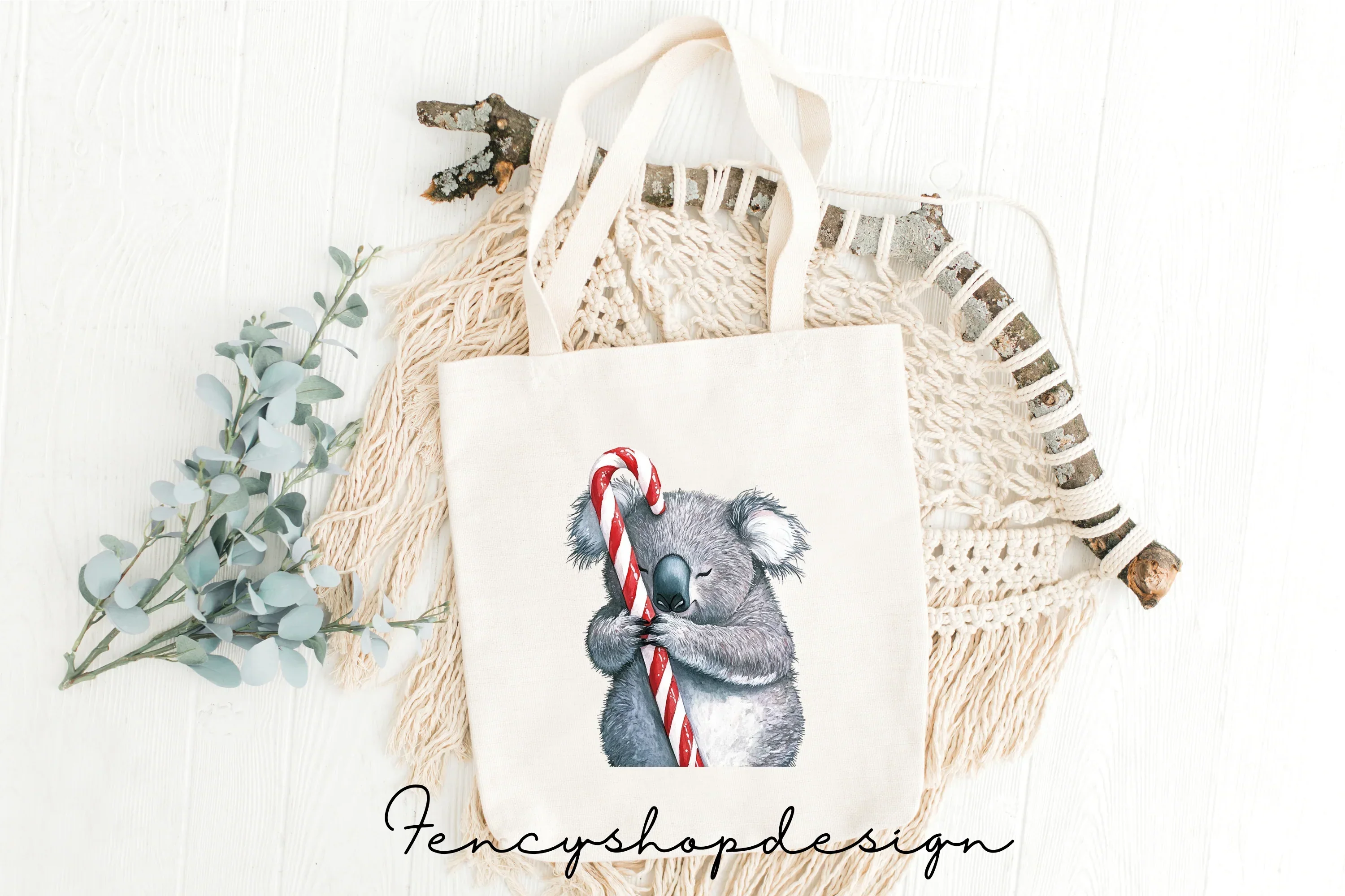 Christmas Koalas with Candy Canes Clipart Bundle - Image 8