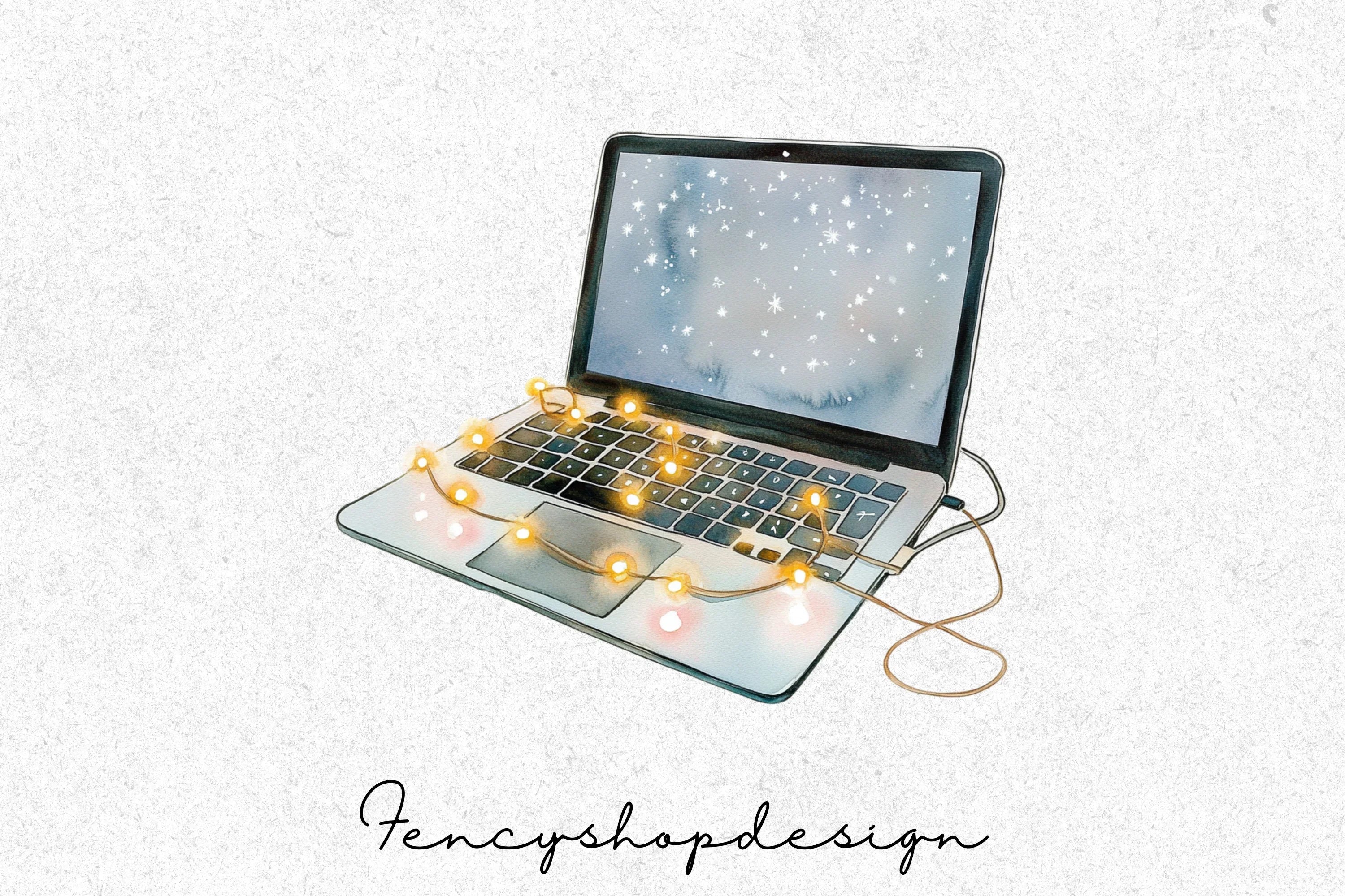 Christmas Laptop Pinecones Clipart Bundle - Image 4