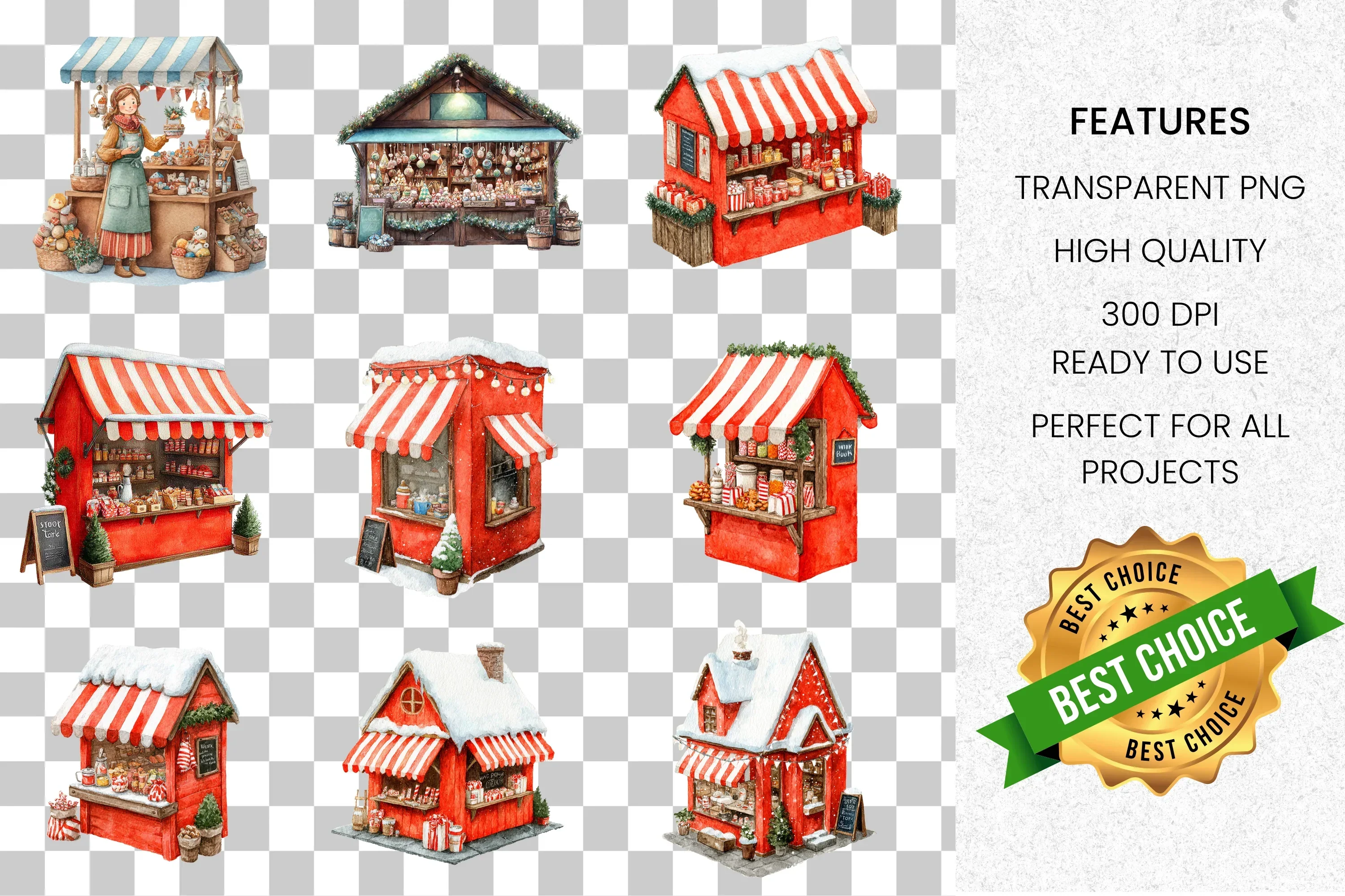 Christmas Market Stalls Clipart Bundle - Image 2