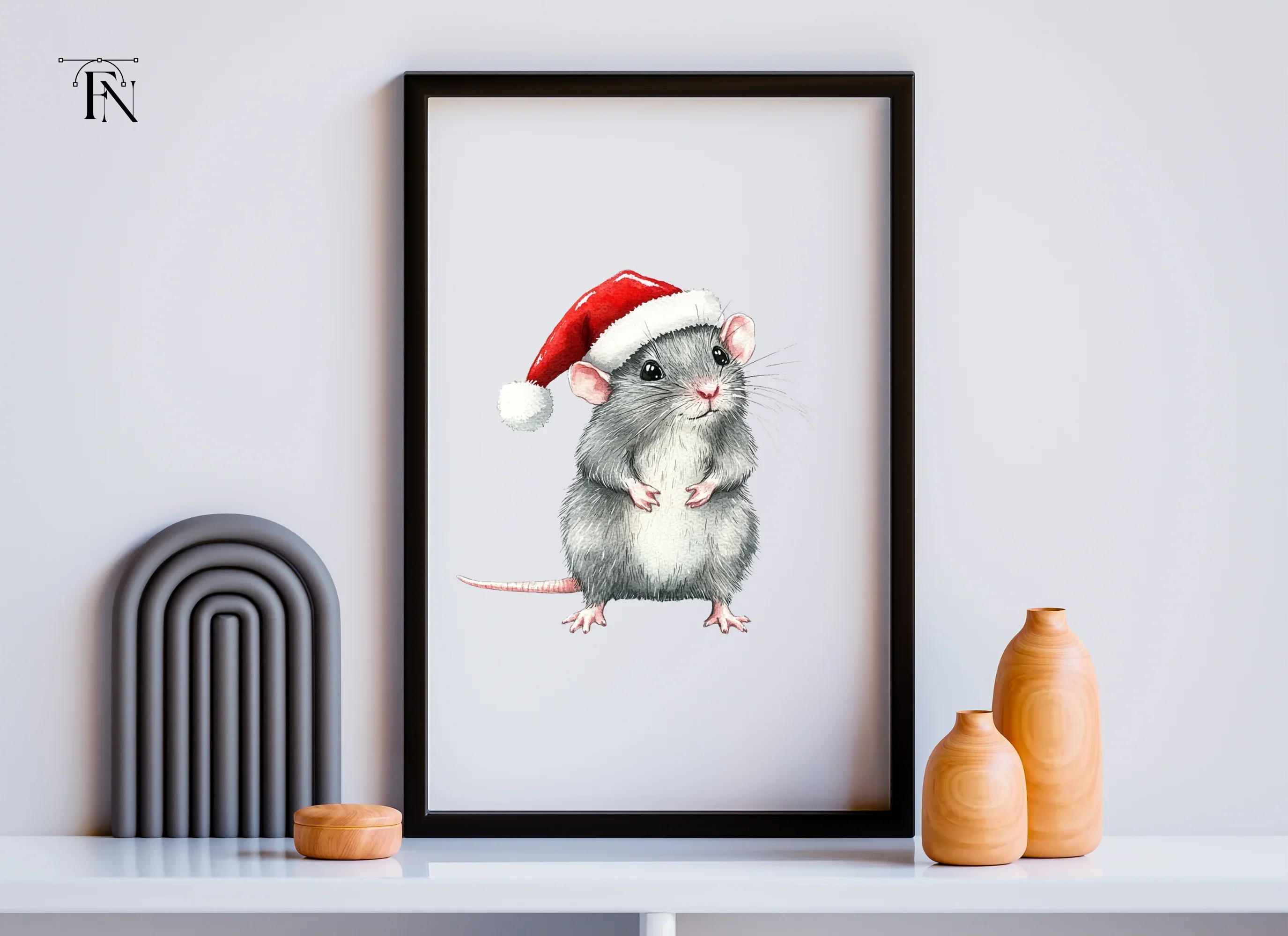 Christmas Mice with Santa Hats Clipart Bundle - Image 6