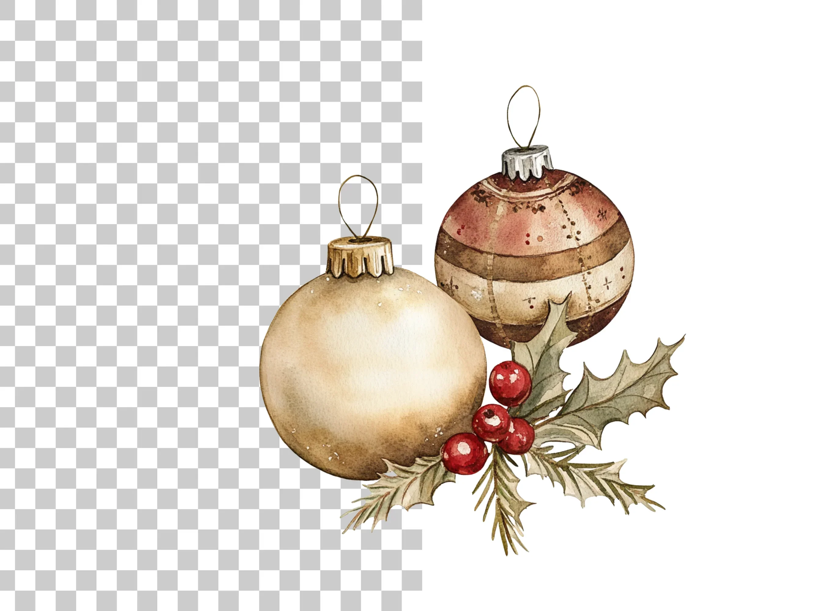 Christmas Ornaments and Holly Clipart Bundle - Image 2