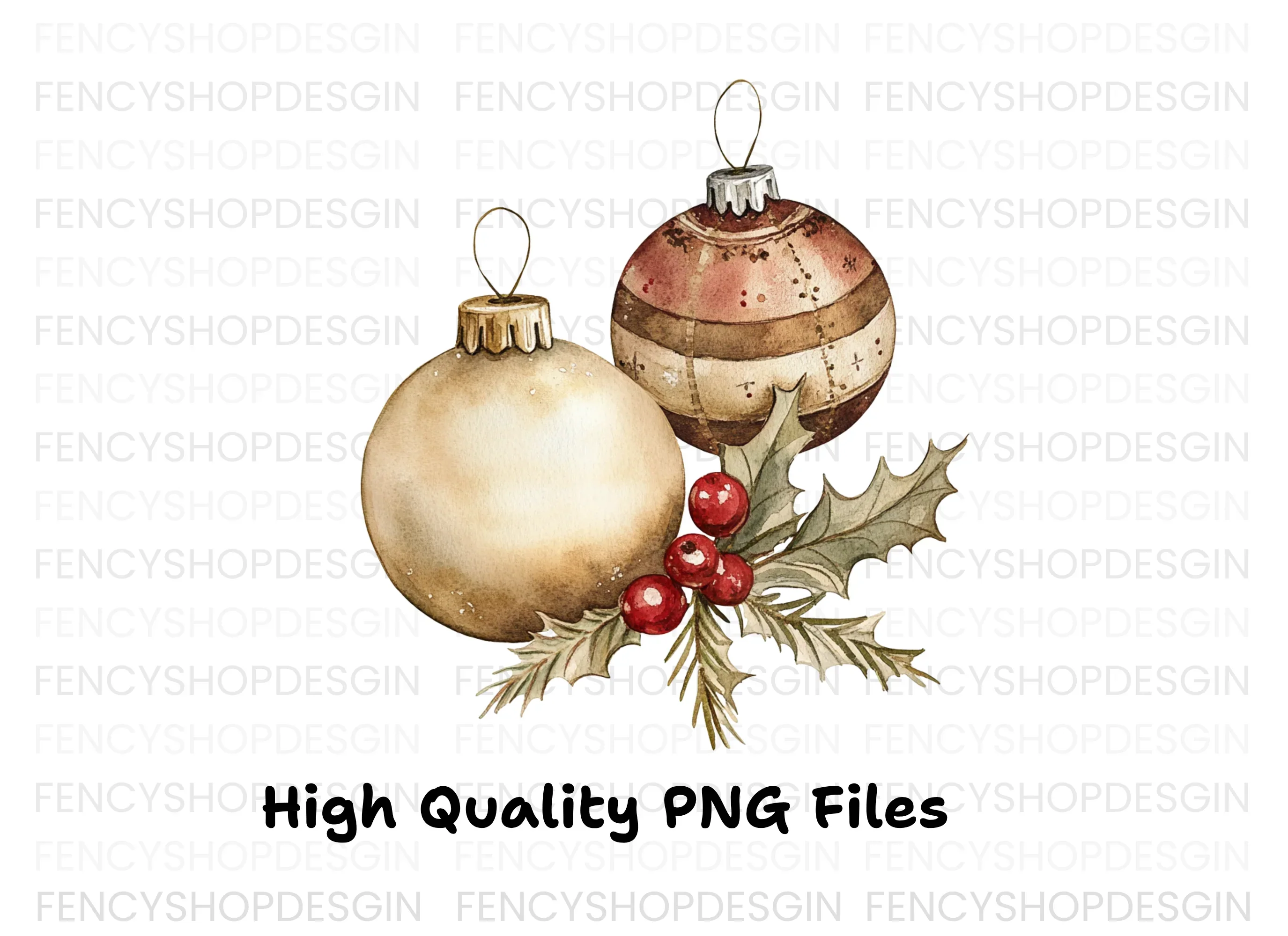Christmas Ornaments and Holly Clipart Bundle - Image 3