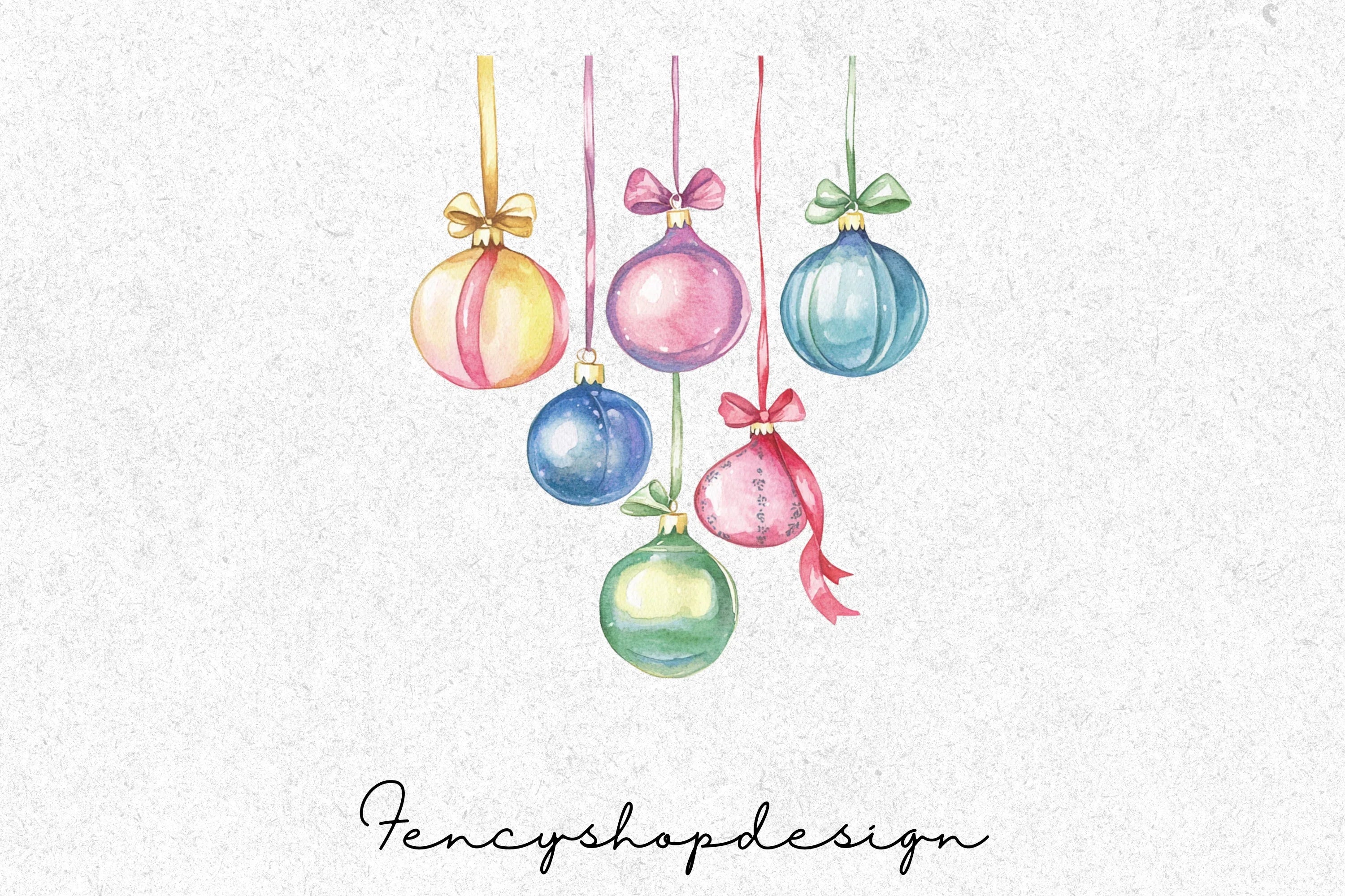 Christmas Ornaments Clipart Bundle - Image 7