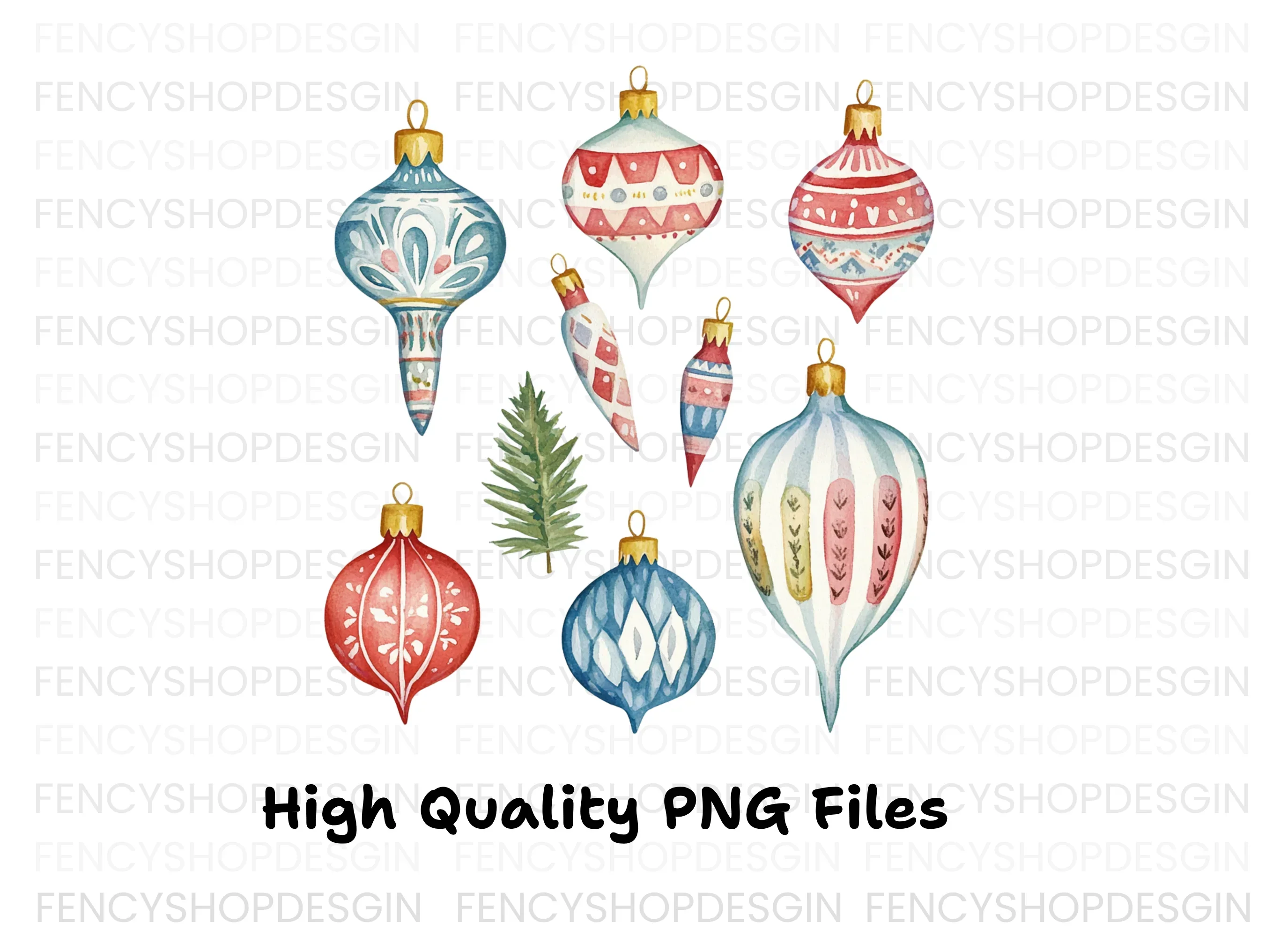 Christmas Ornaments Clipart Bundle - Image 3