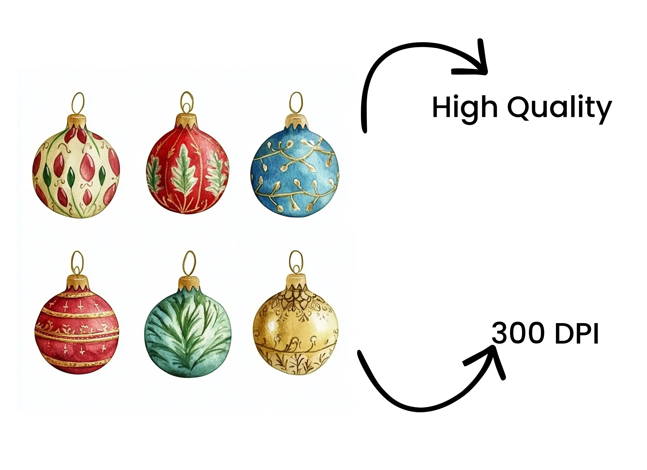 Christmas Ornaments Clipart Bundle - Image 4