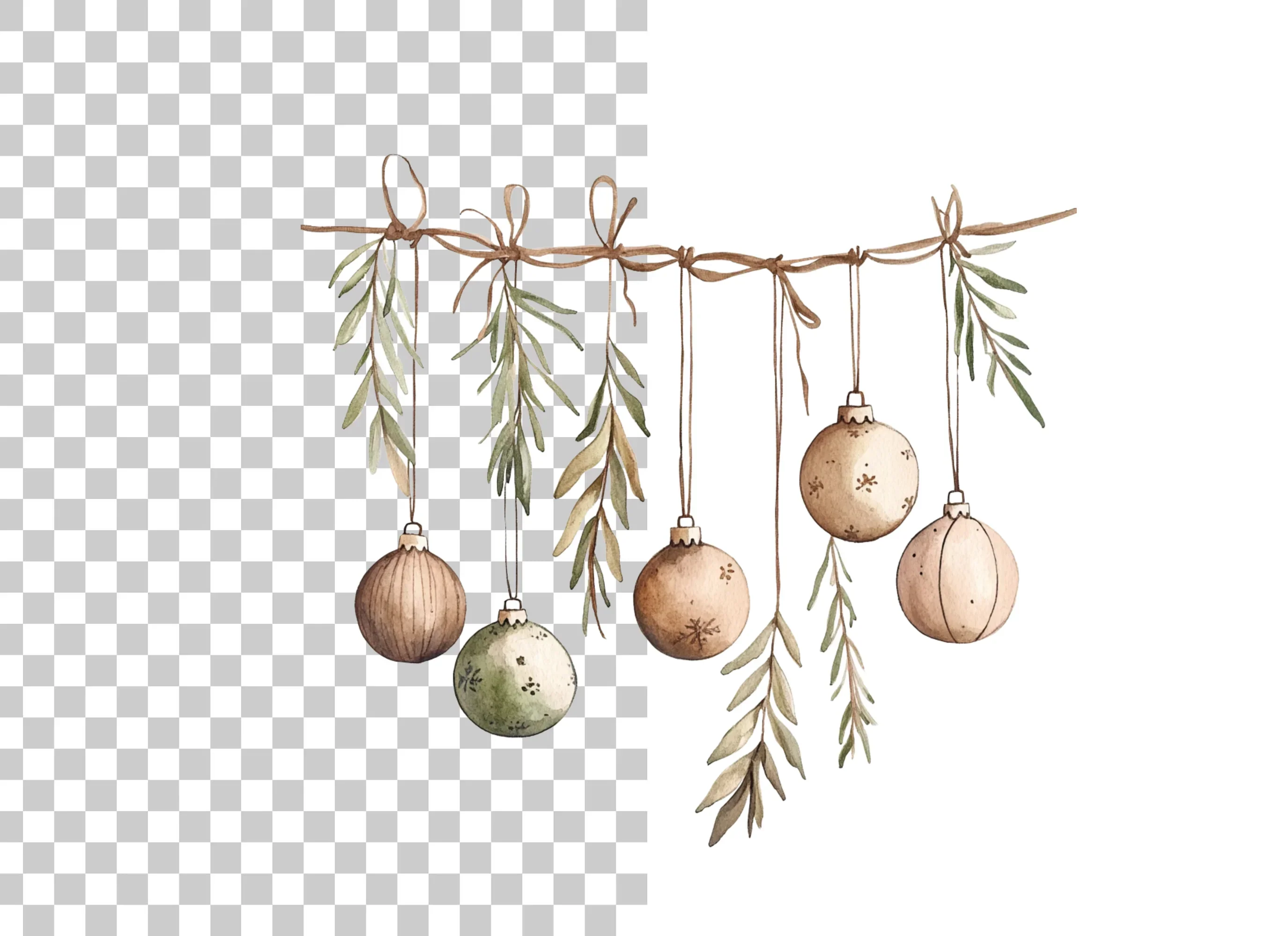 Christmas Ornaments Garland Clipart Bundle - Image 6