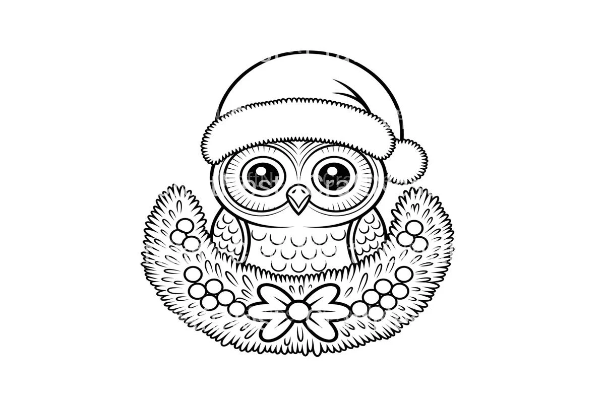 Christmas Owl WreathFun Coloring Books - Image 4