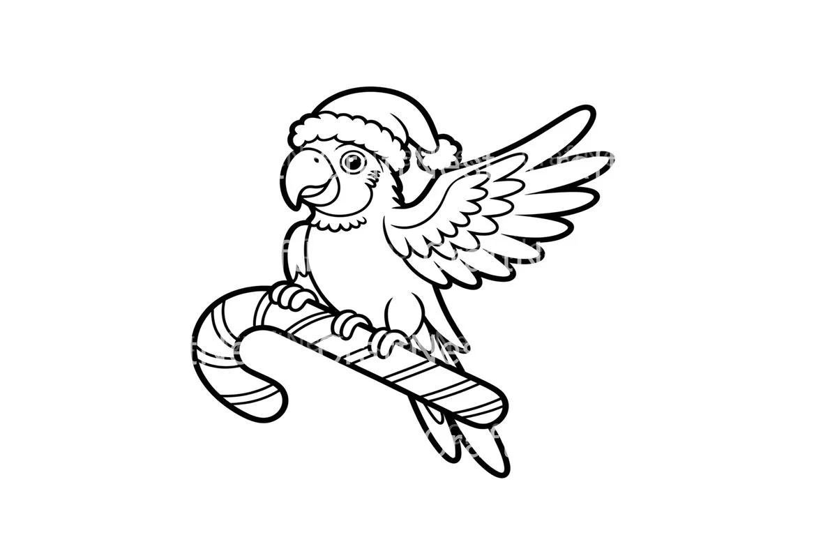 Christmas Parrots on Candy Canes Coloring Books - Image 2