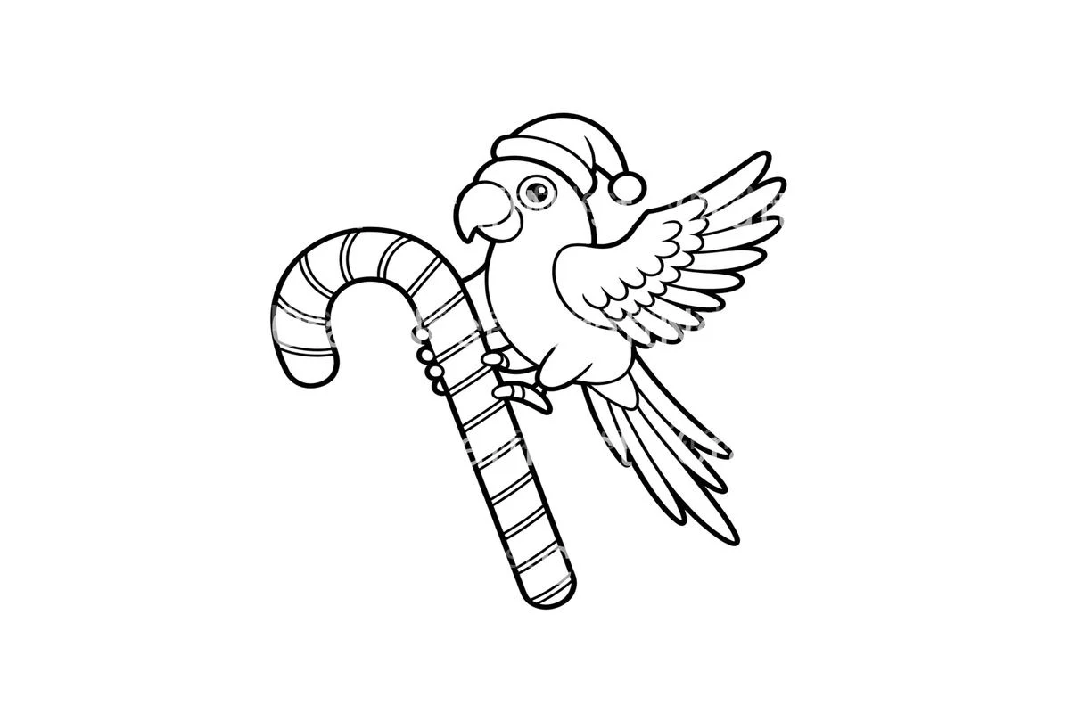 Christmas Parrots on Candy Canes Coloring Books - Image 4