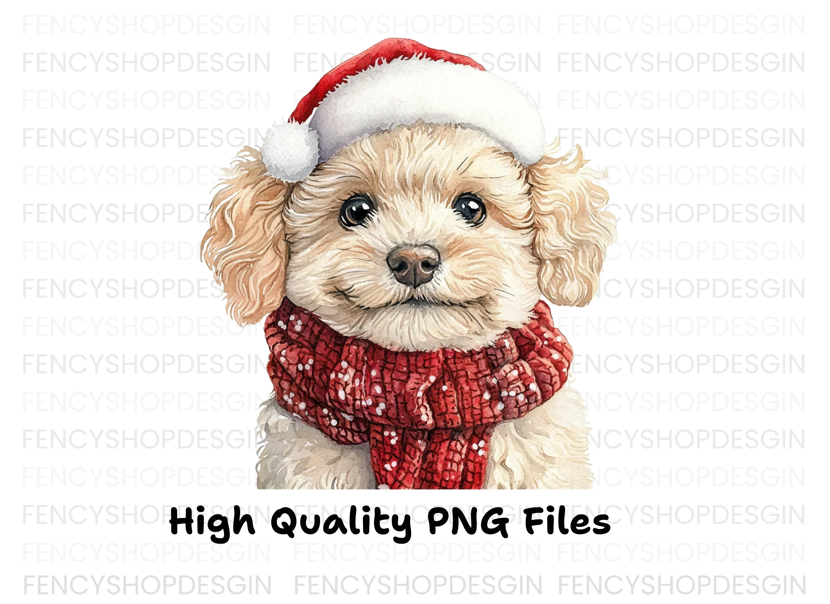 Christmas Puppies in Santa Hats Clipart Bundle - Image 3