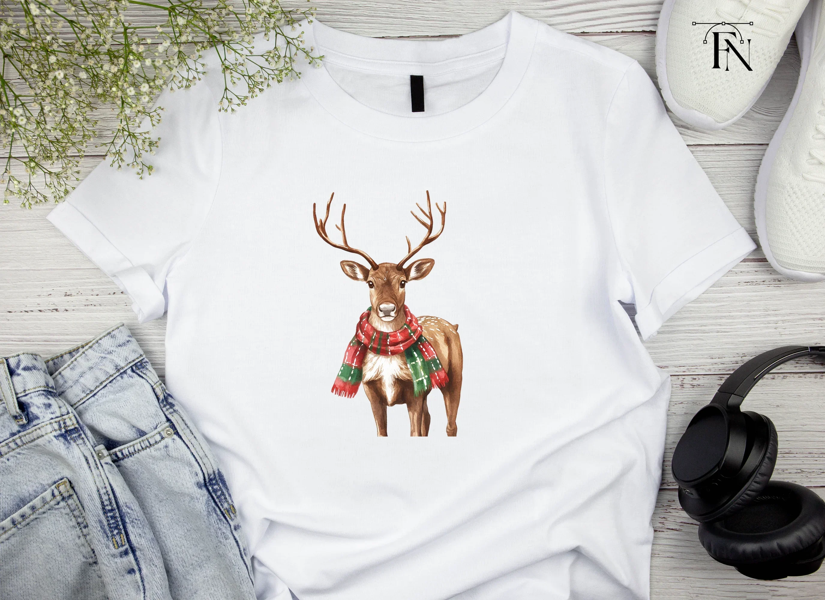 Christmas Reindeer with Scarves Clipart Bundle - Image 5