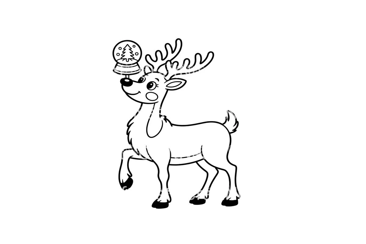 Christmas Reindeer with Snow Globe Outlines Coloring Books - Image 2