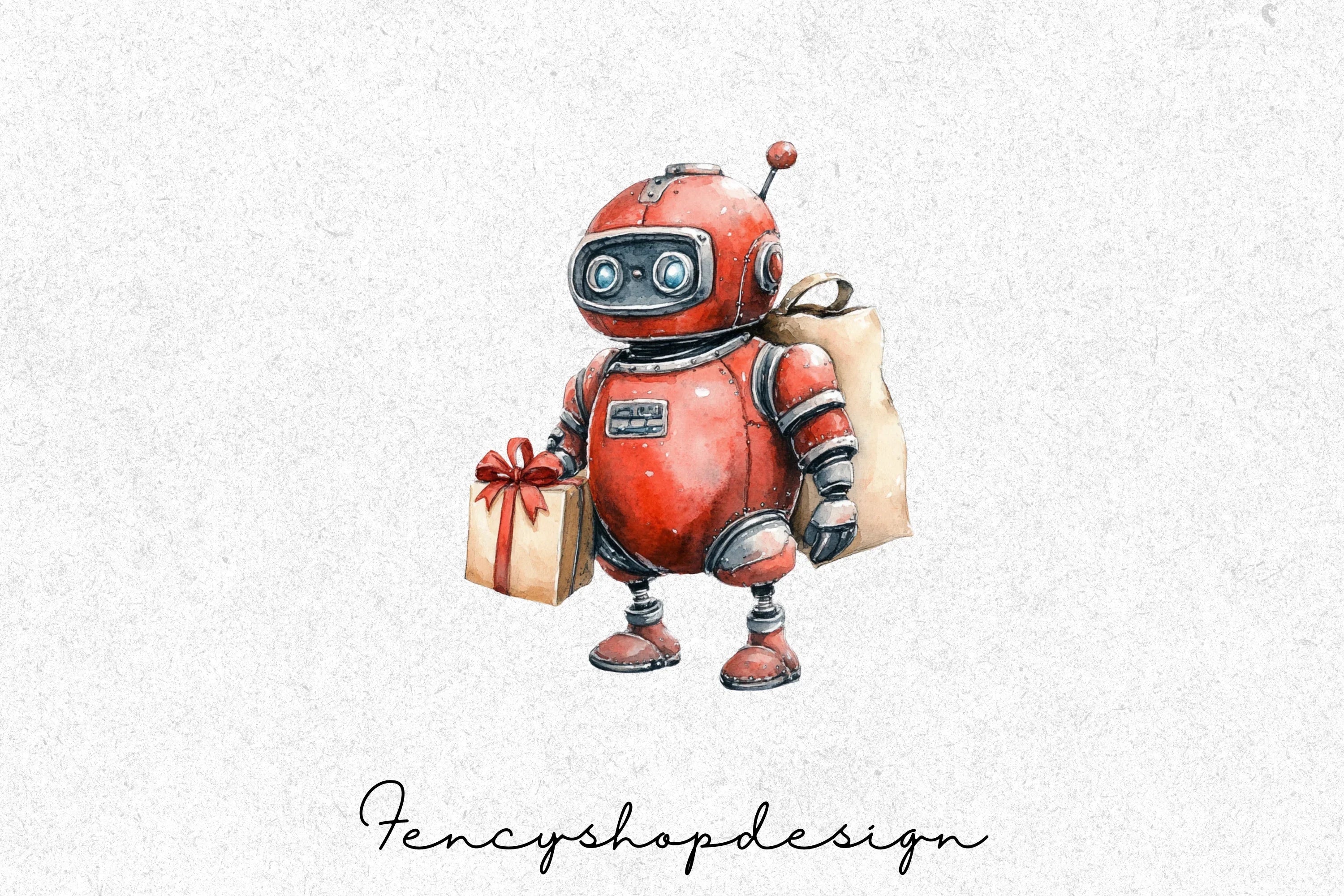 Christmas Robot Clipart Bundle - Image 3