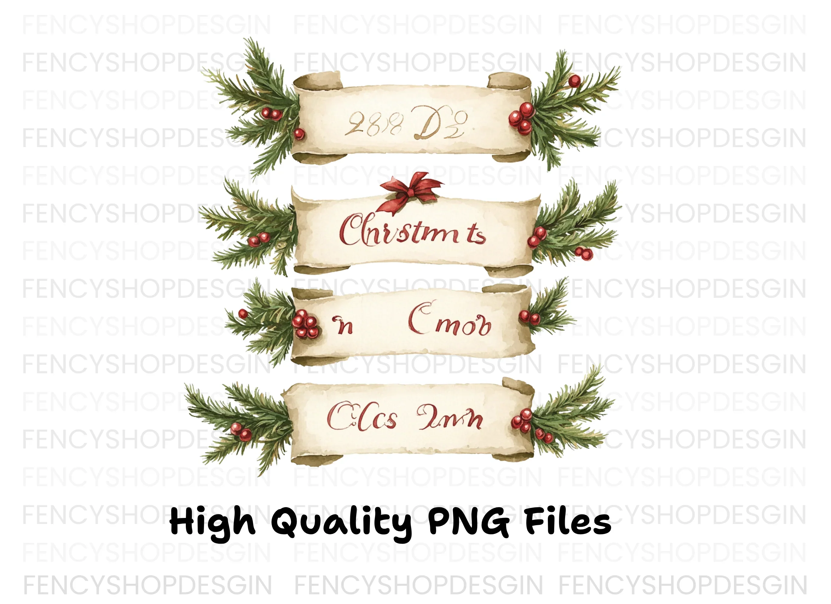 Christmas Scroll Banners Clipart Bundle - Image 2