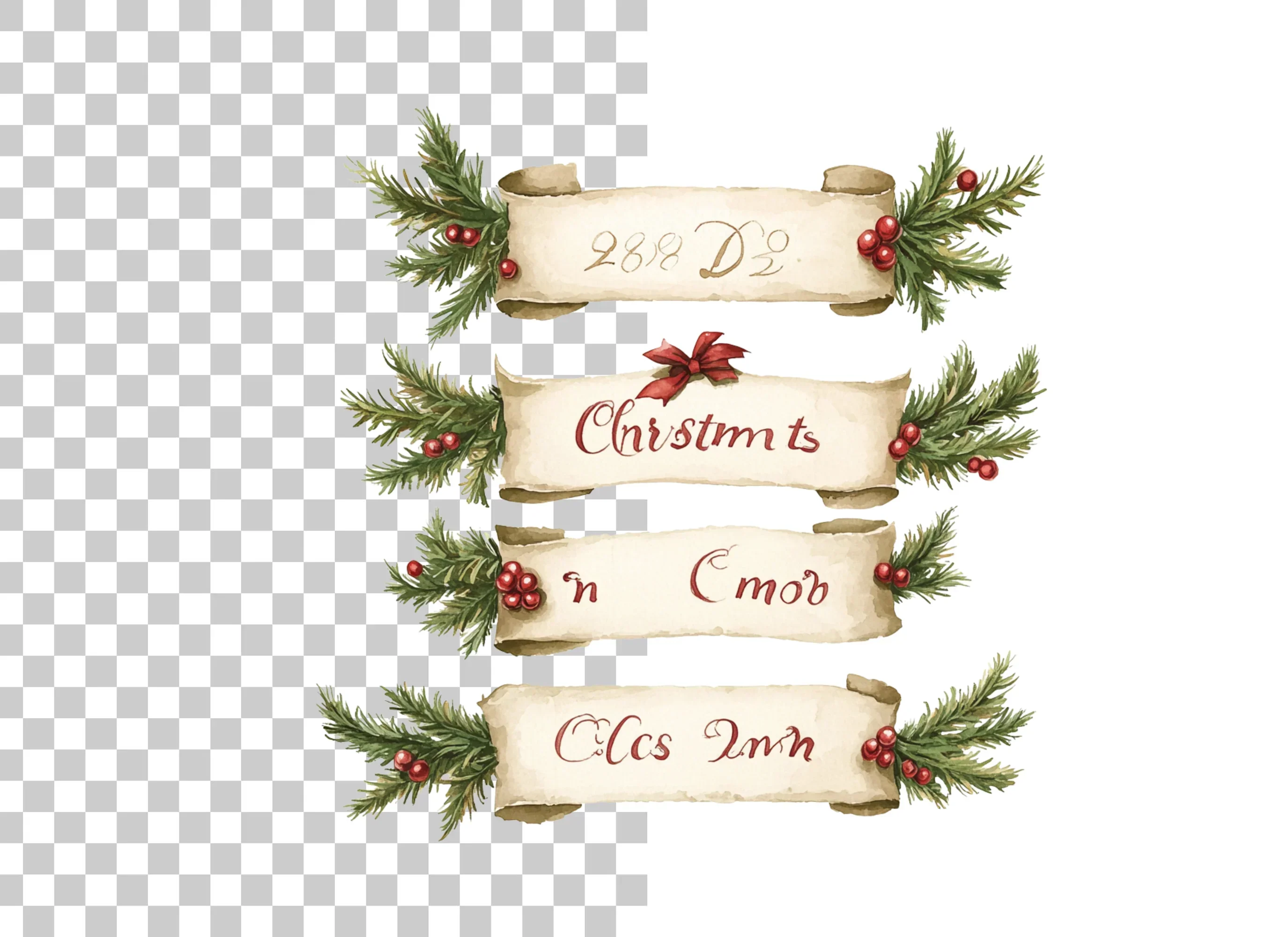 Christmas Scroll Banners Clipart Bundle - Image 3