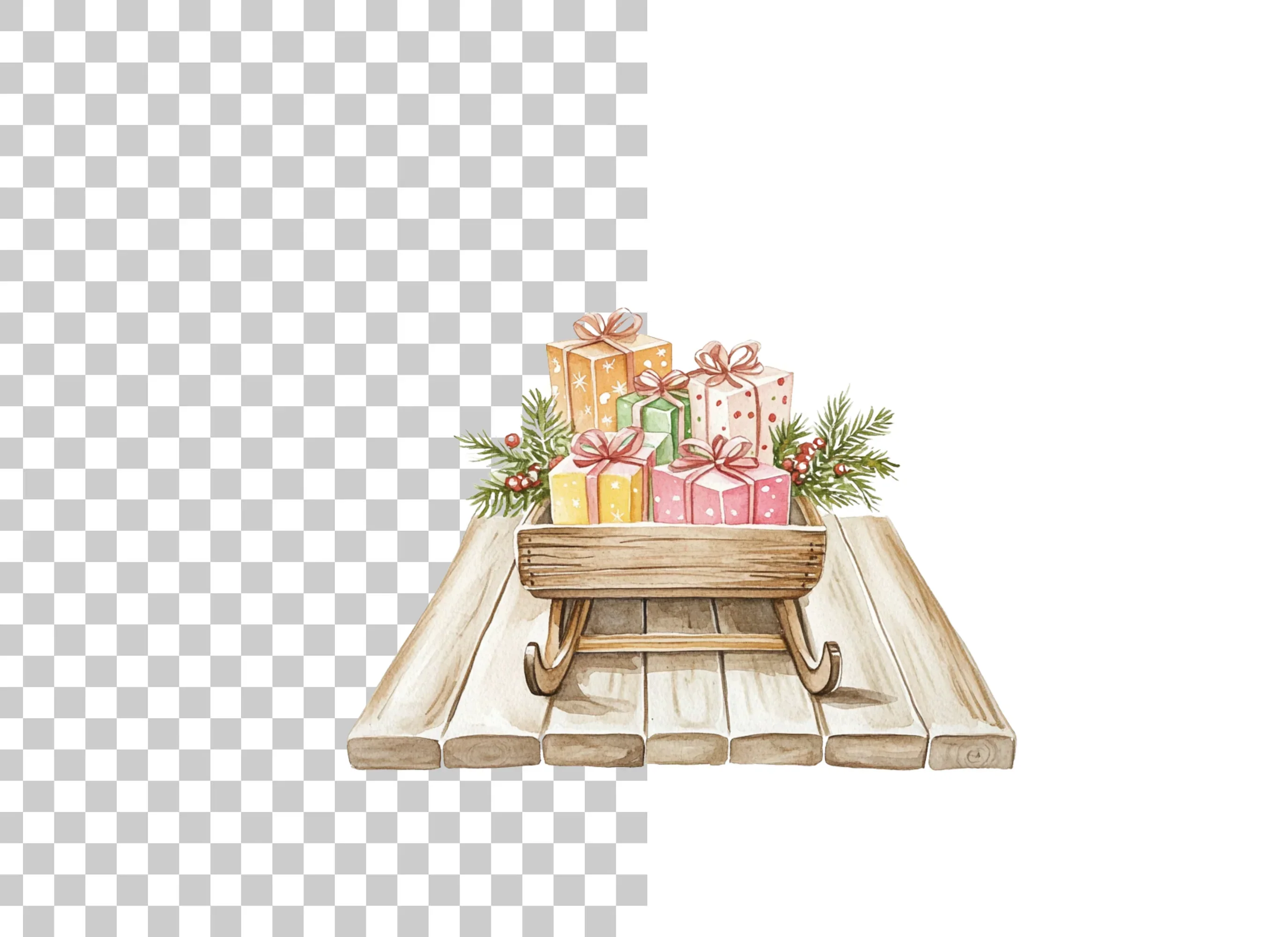 Christmas Sleigh with Gifts Clipart Bundle - Image 6