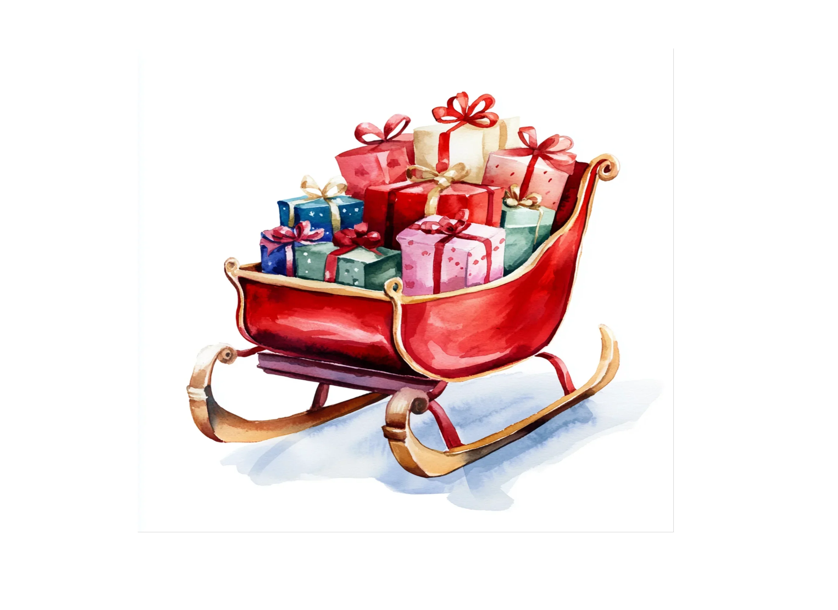 Christmas Sleighs with Gifts Clipart Bundle - Image 3