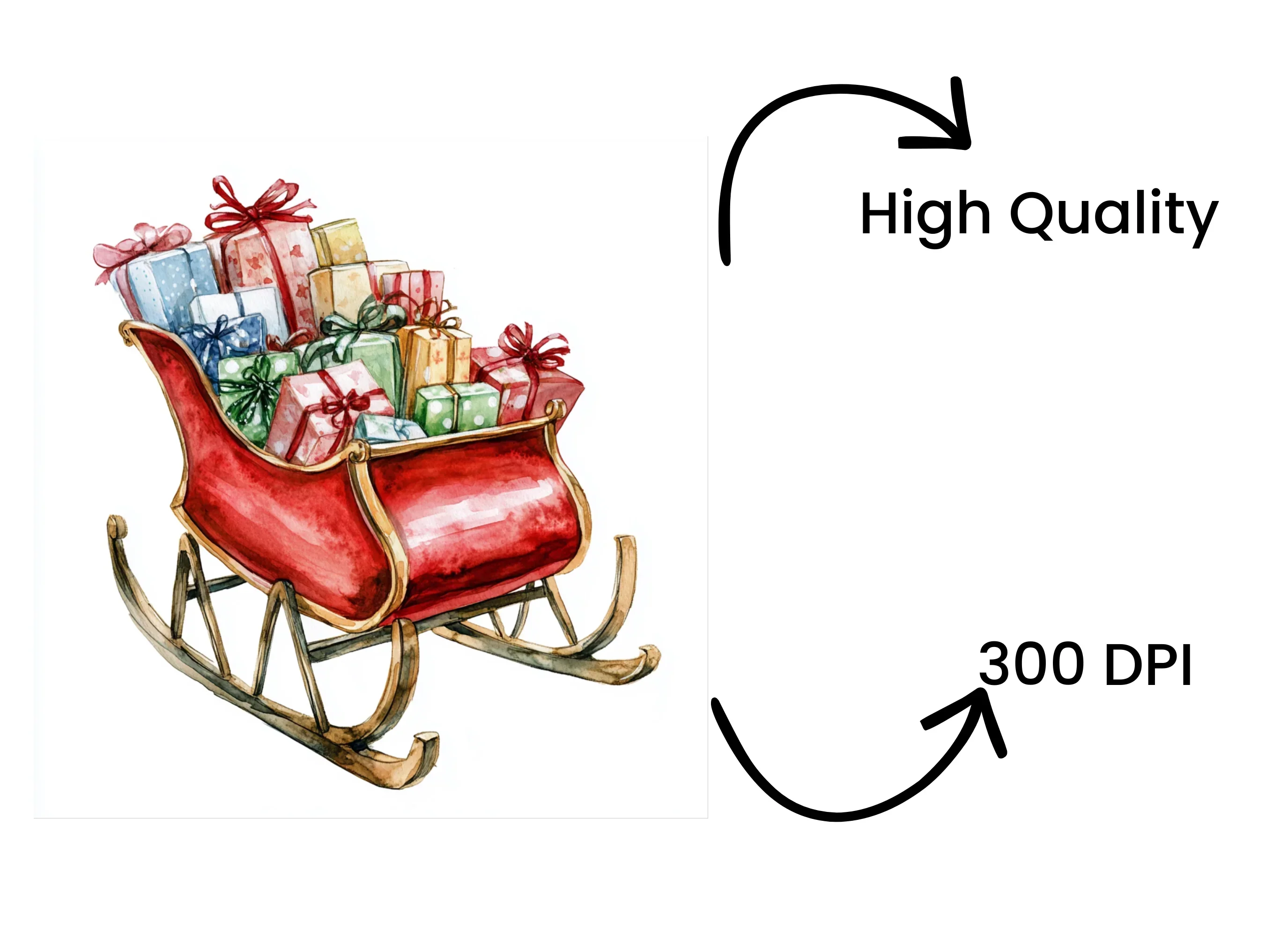 Christmas Sleighs with Gifts Clipart Bundle - Image 4