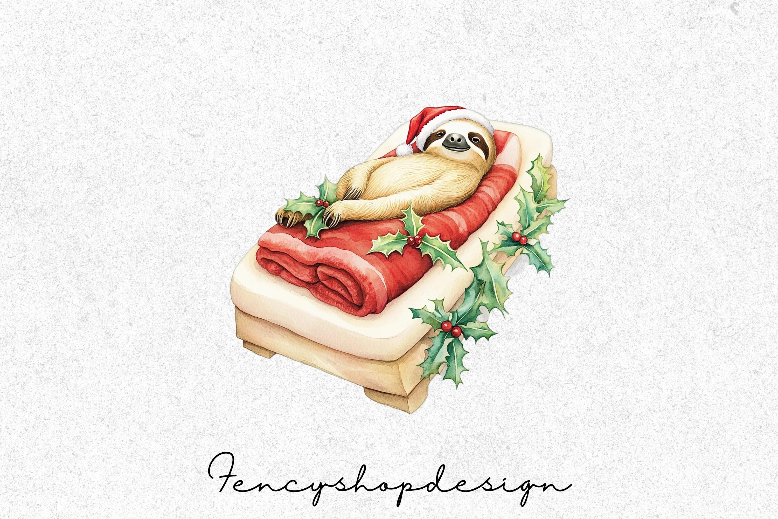 Christmas Sloth Holidays Clipart Bundle - Image 3
