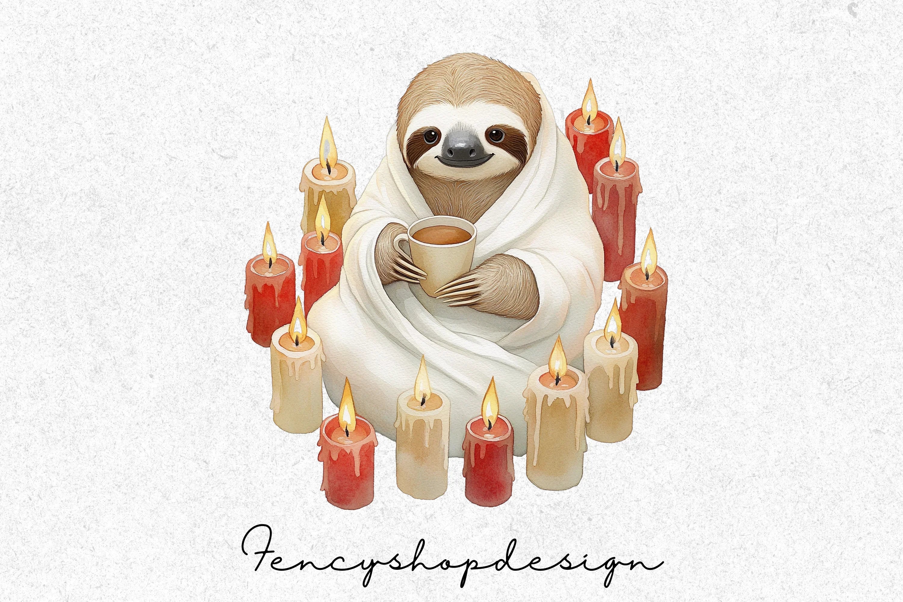 Christmas Sloth Holidays Clipart Bundle - Image 4