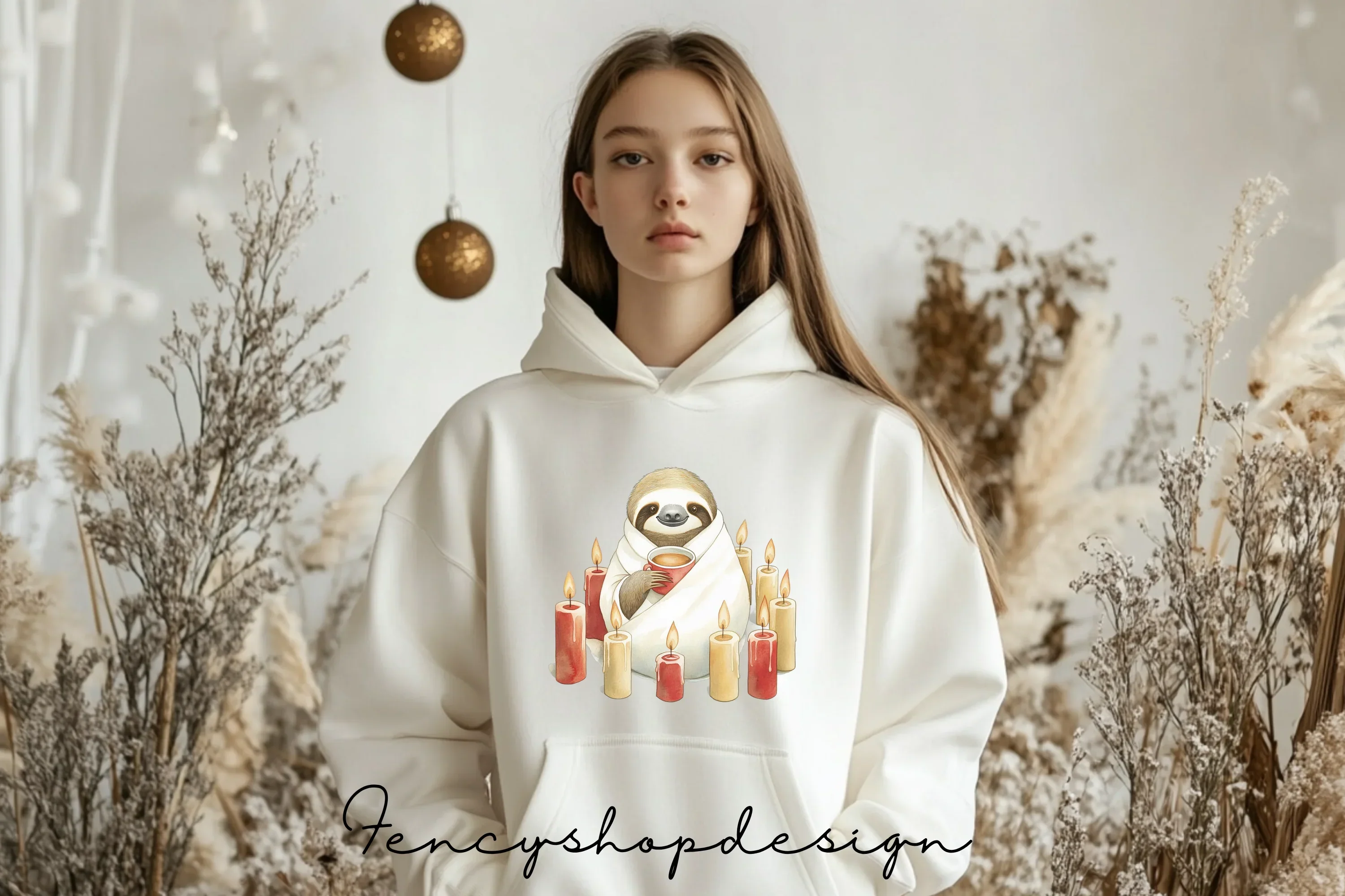 Christmas Sloth Holidays Clipart Bundle - Image 6