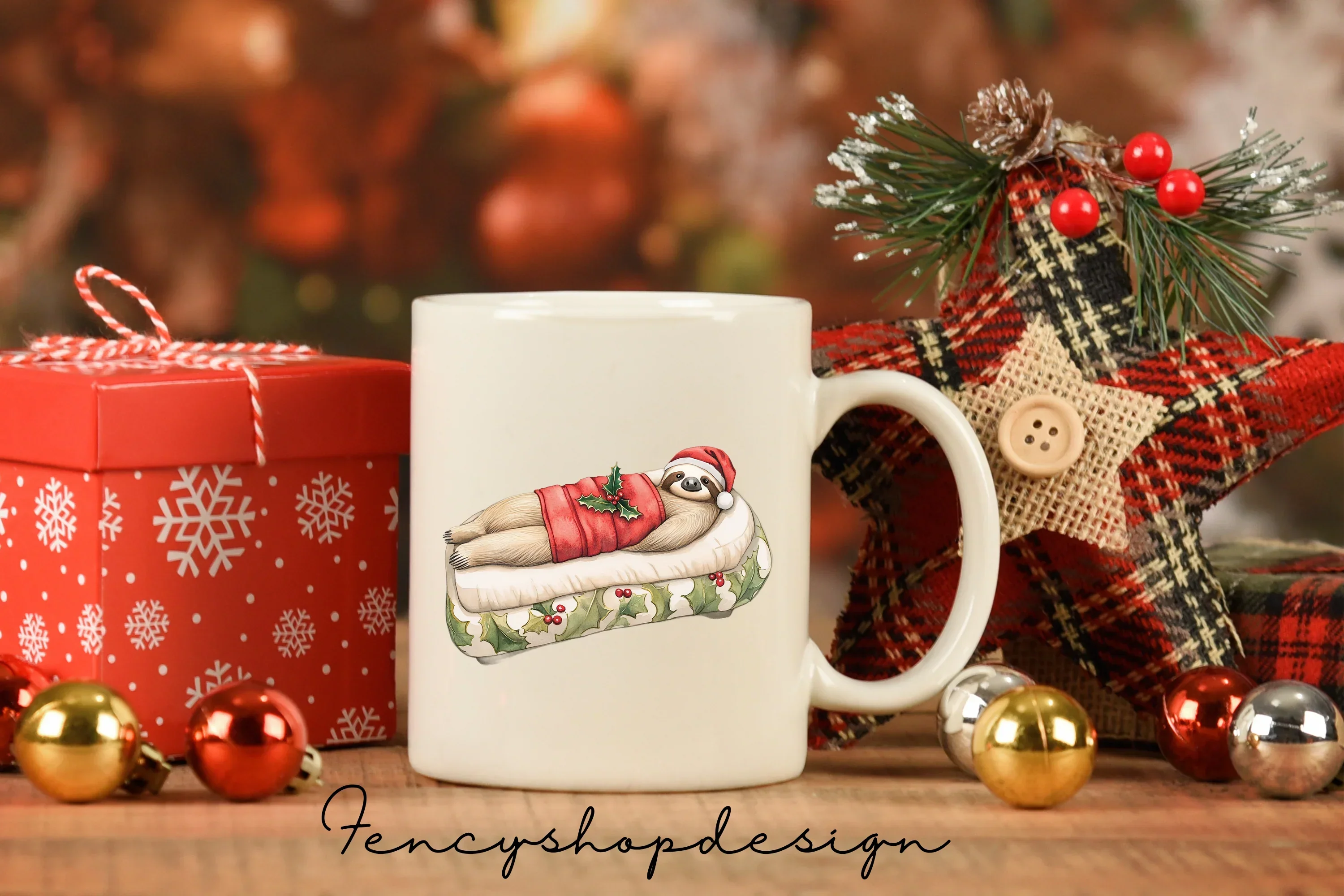 Christmas Sloth Holidays Clipart Bundle - Image 7