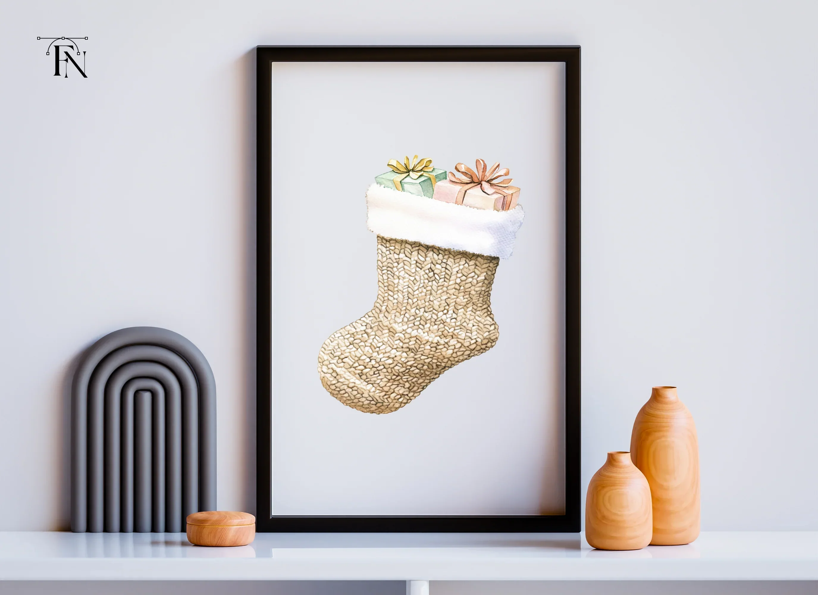 Christmas Stockings with Gifts Clipart Bundle - Image 3