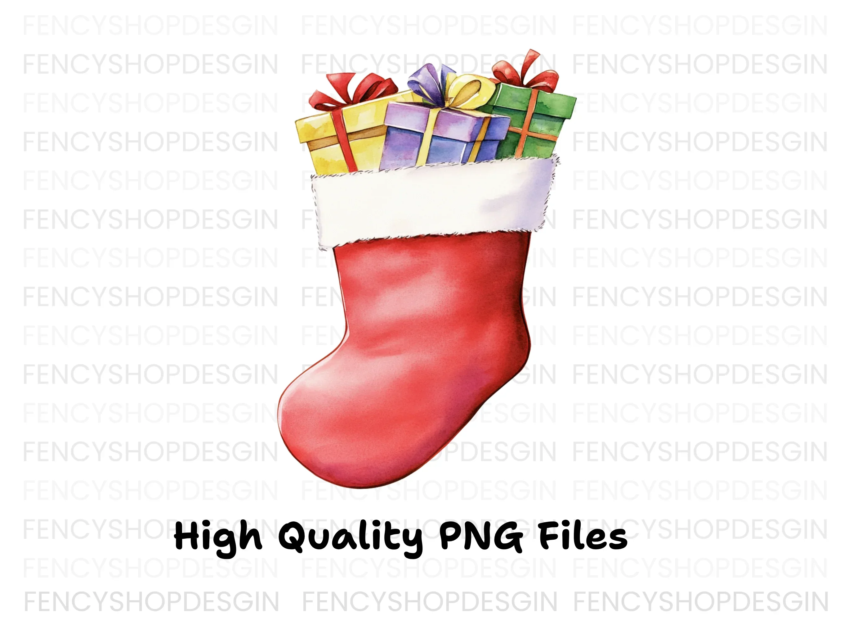 Christmas Stockings with Gifts Clipart Bundle - Image 2