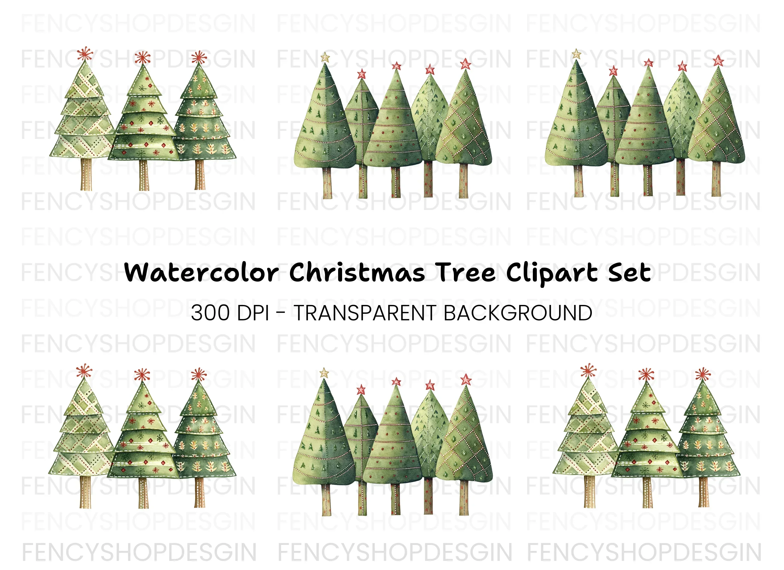 Christmas Tree Clipart Bundle