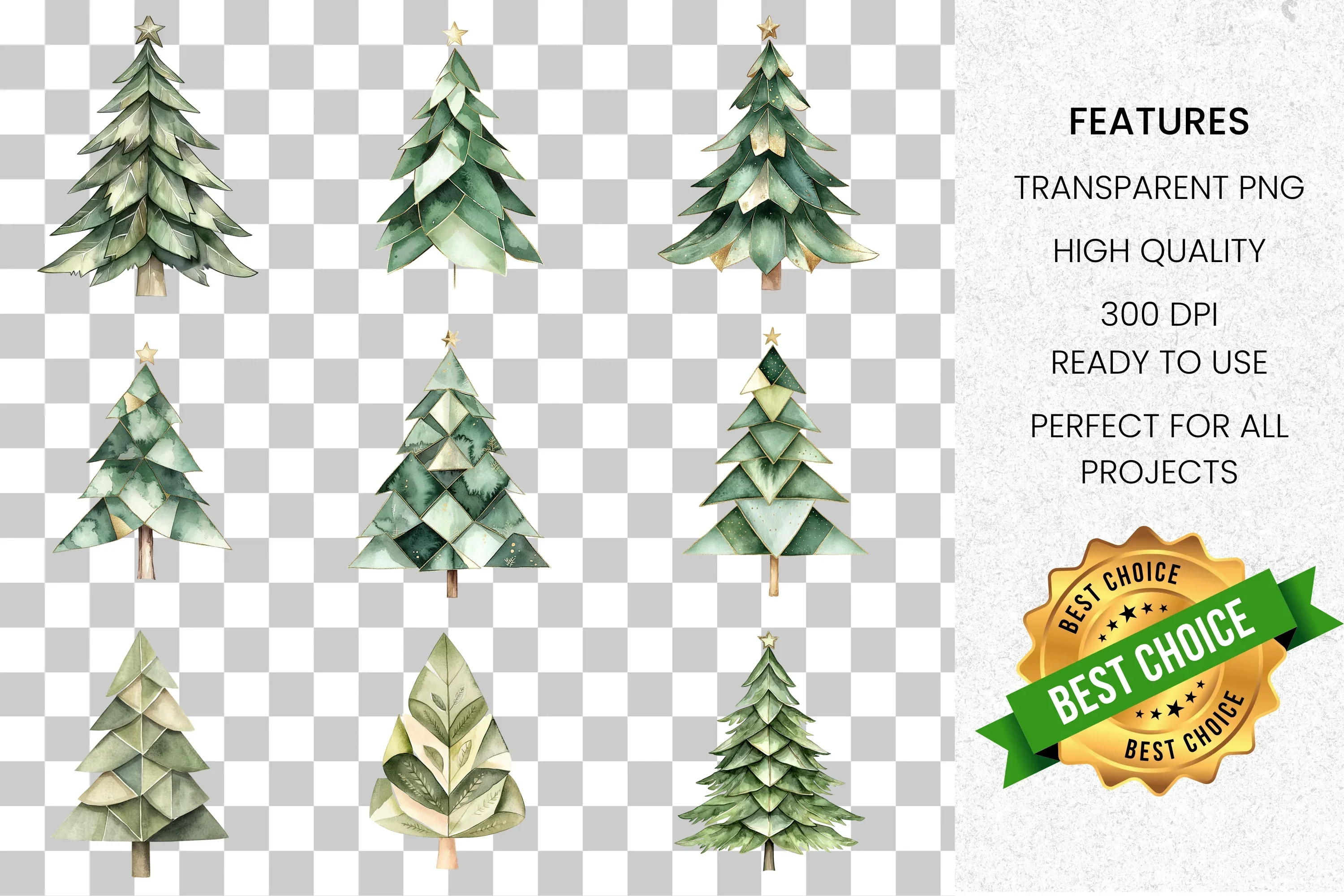 Christmas Tree Clipart Bundle - Image 2
