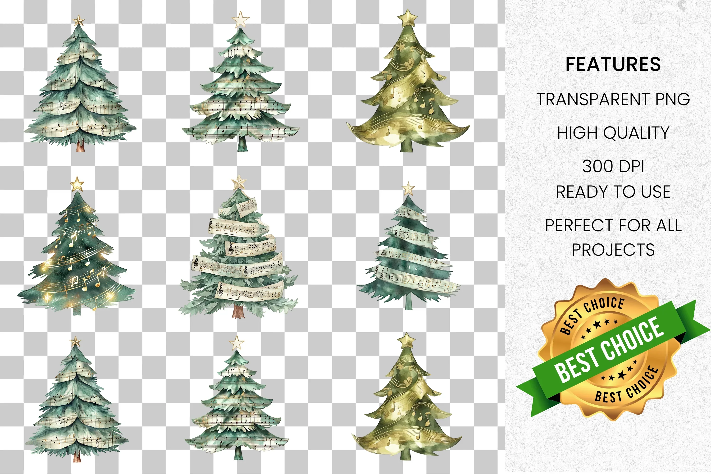 Christmas Tree Clipart Bundle - Image 2