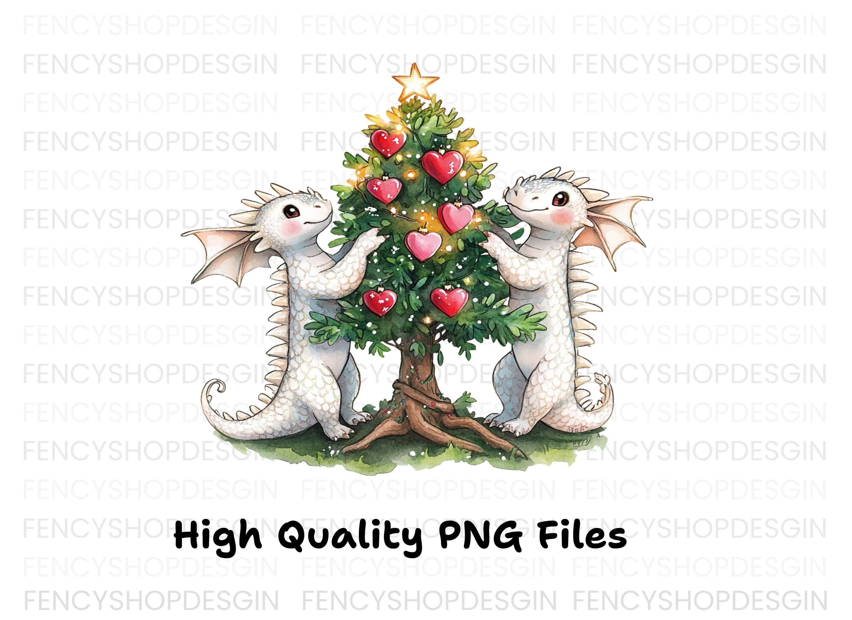 Christmas Tree Dragon Decor Clipart Bundle - Image 3