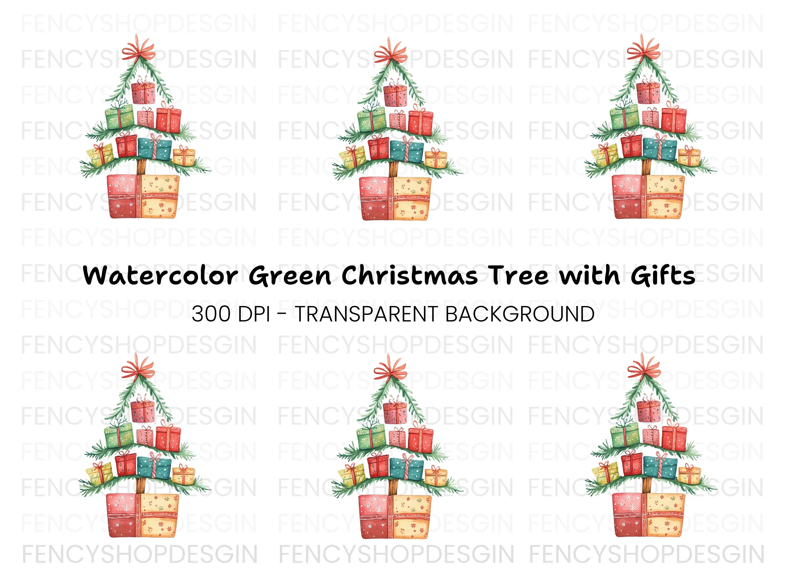Christmas Tree Gift Clipart Bundle