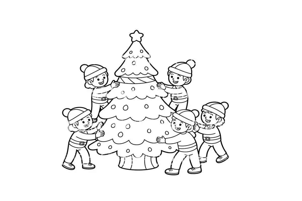 Christmas Tree Setup Coloring Books - Image 2