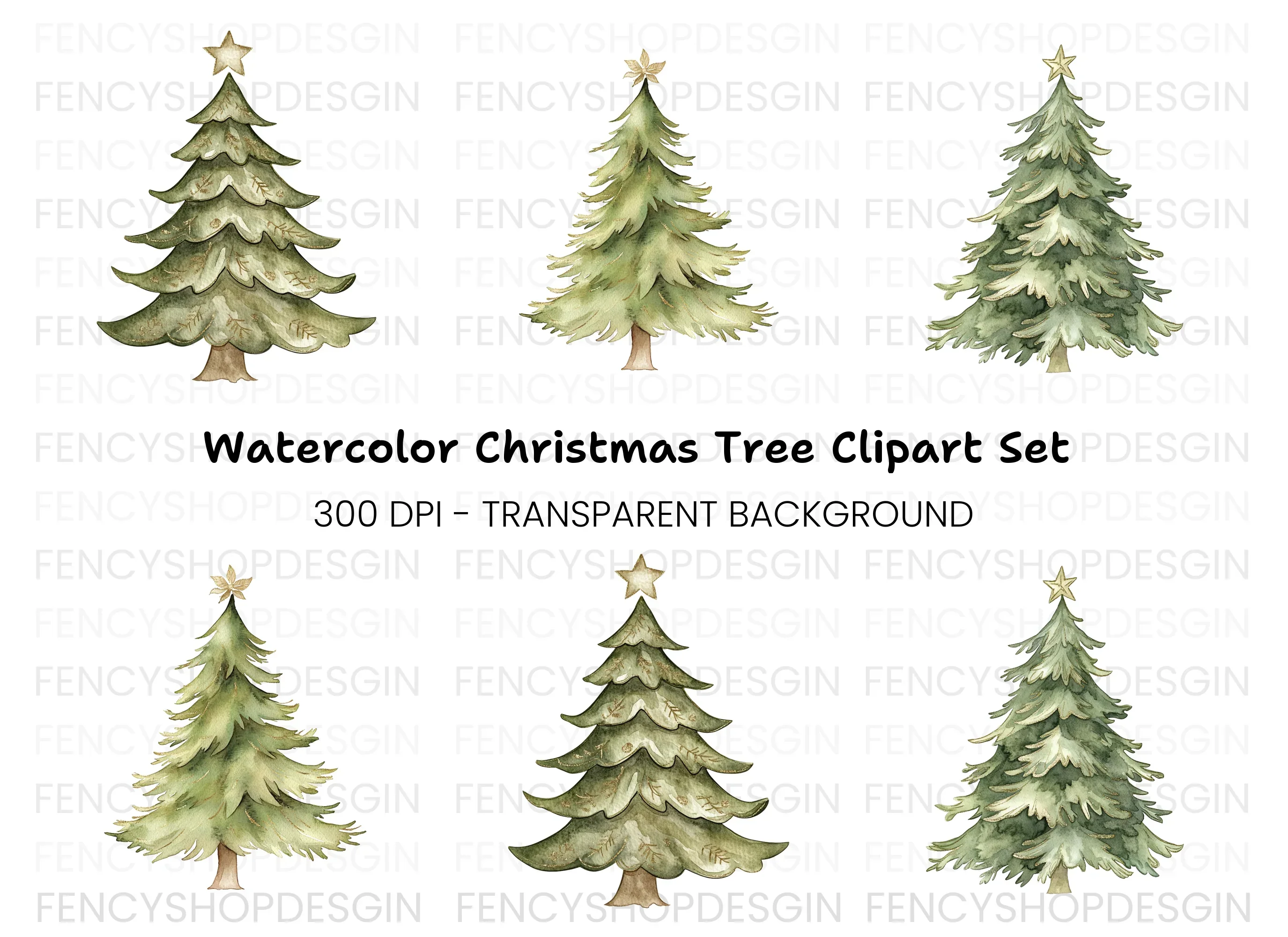 Christmas Trees Clipart Bundle