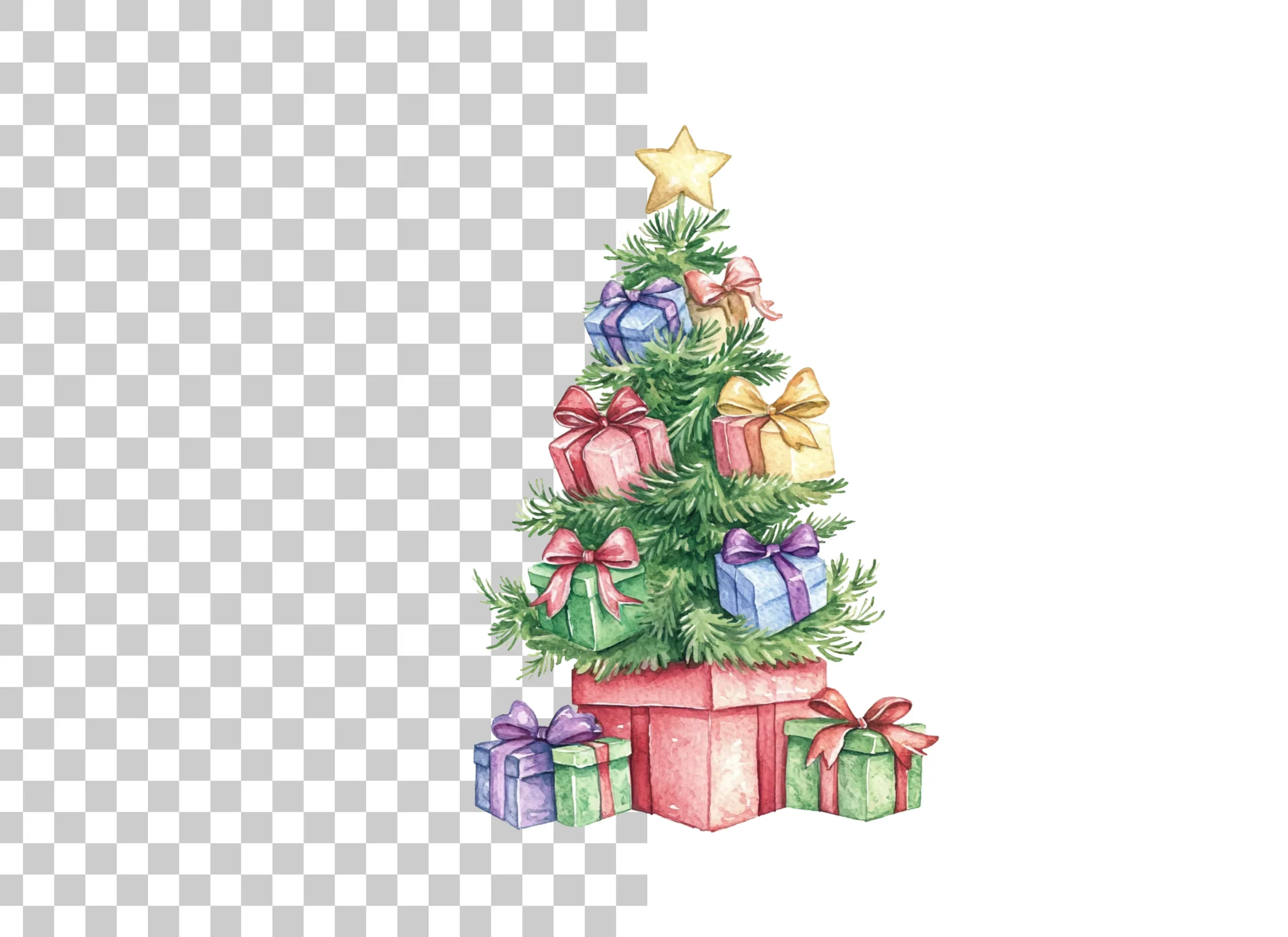Christmas Trees with Presents Clipart Bundle - Image 2