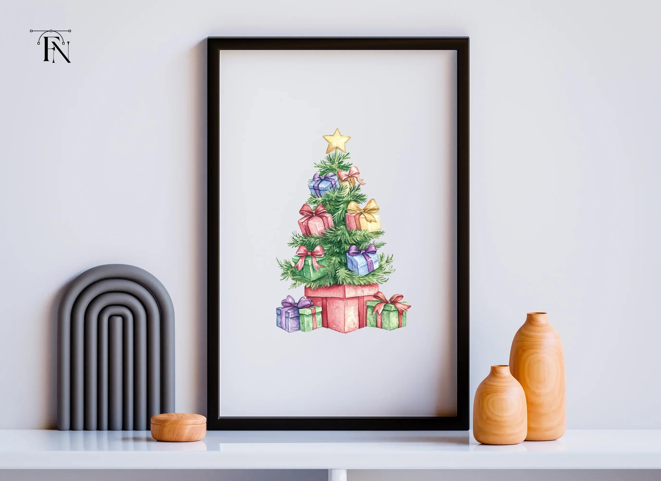 Christmas Trees with Presents Clipart Bundle - Image 6