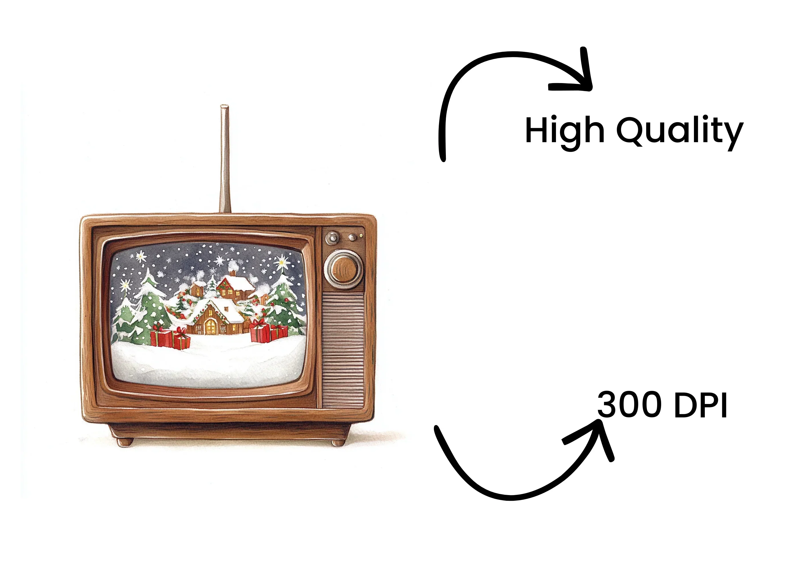 Christmas Village TV Clipart Bundle - Image 4