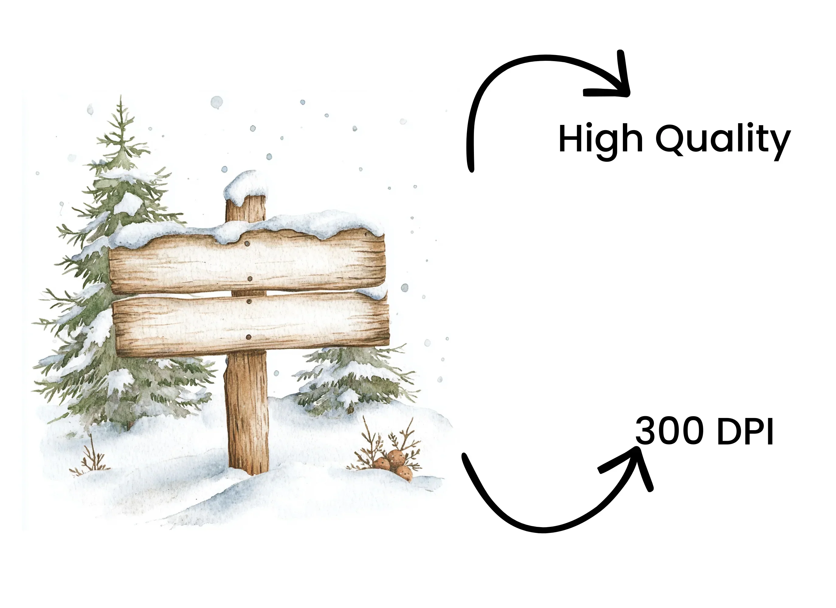 Christmas Wooden Sign Clipart Bundle - Image 4