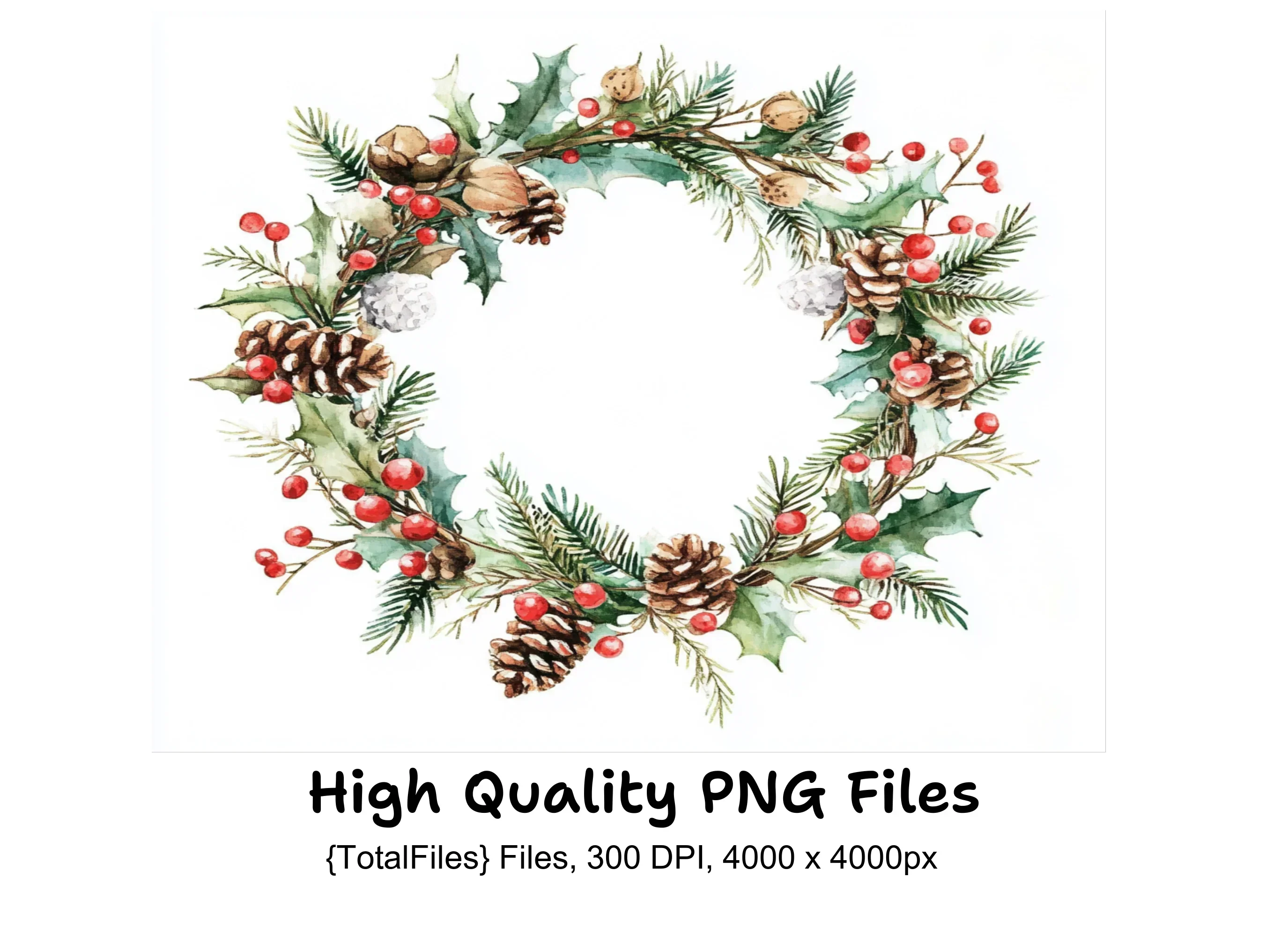 Christmas Wreaths Clipart Bundle