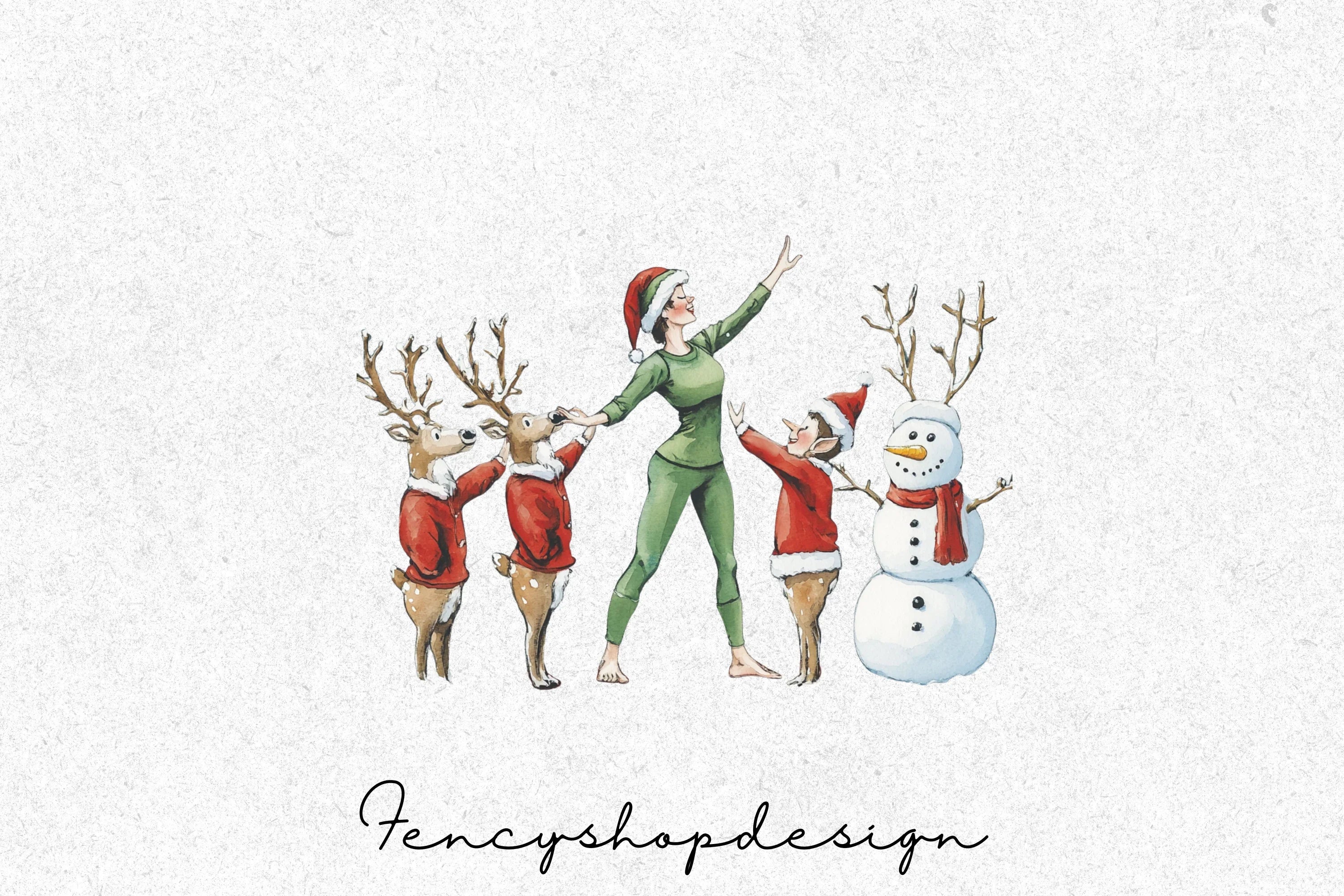 Christmas Yoga Meditation Clipart Bundle - Image 3