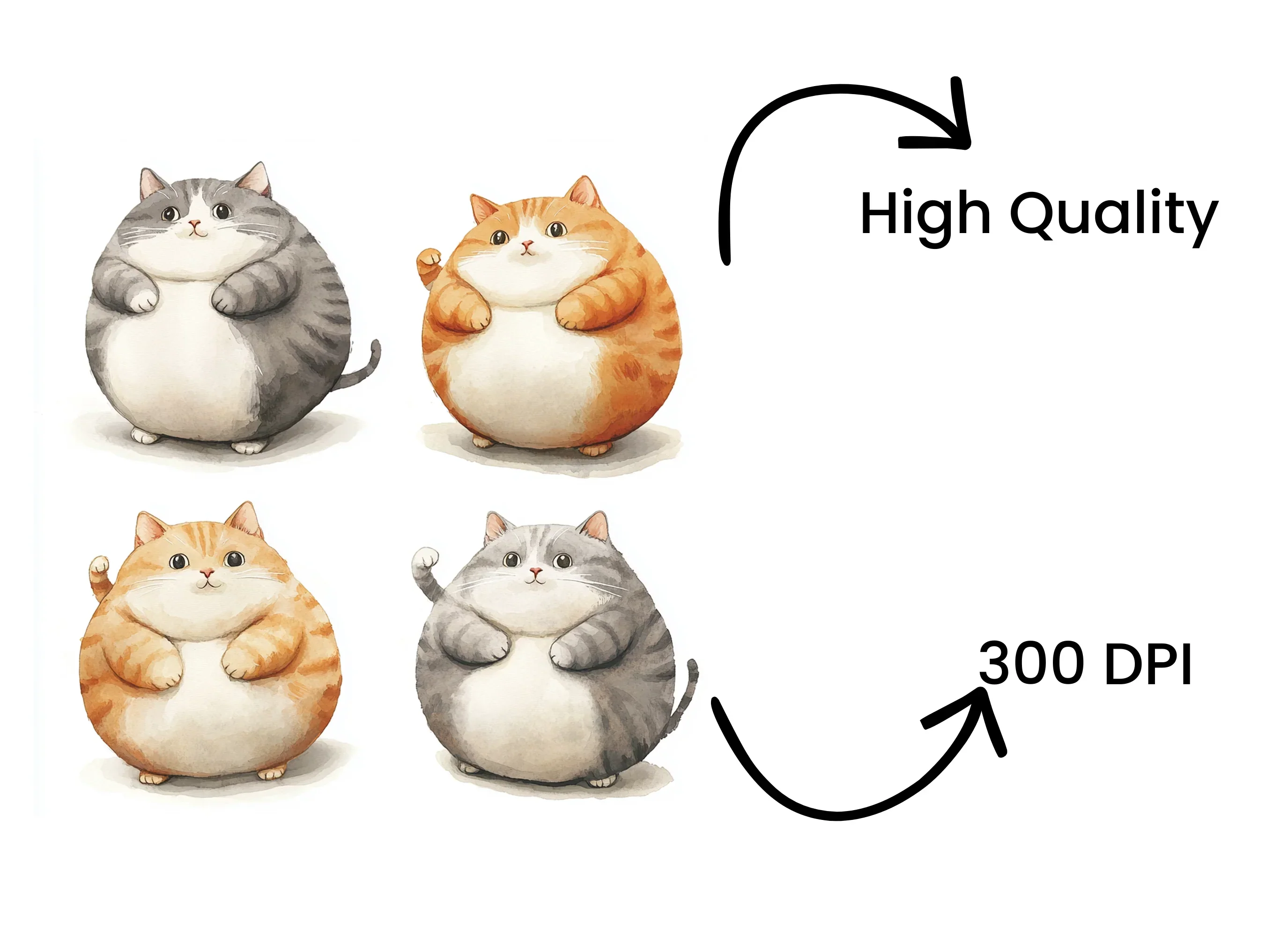 Chubby Cat Clipart Bundle - Image 4