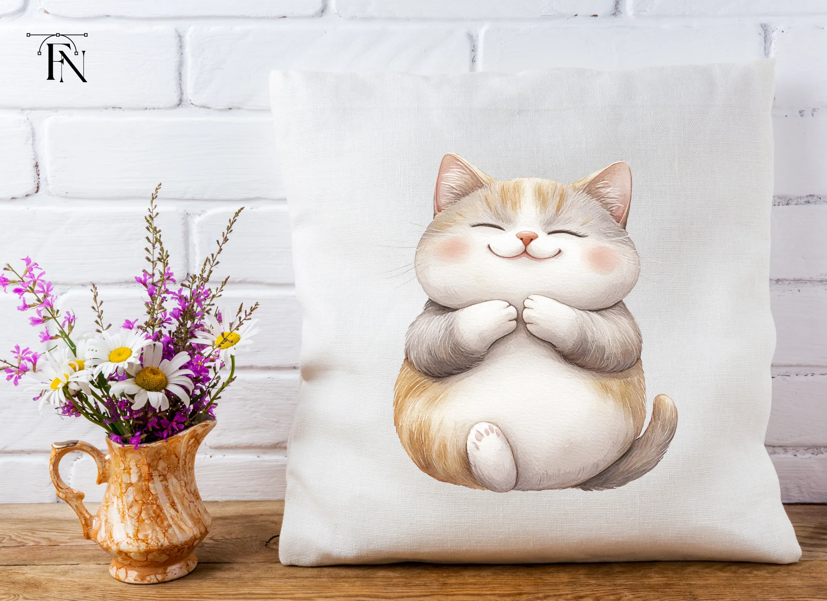 Chubby Happy Cat Clipart Bundle - Image 3